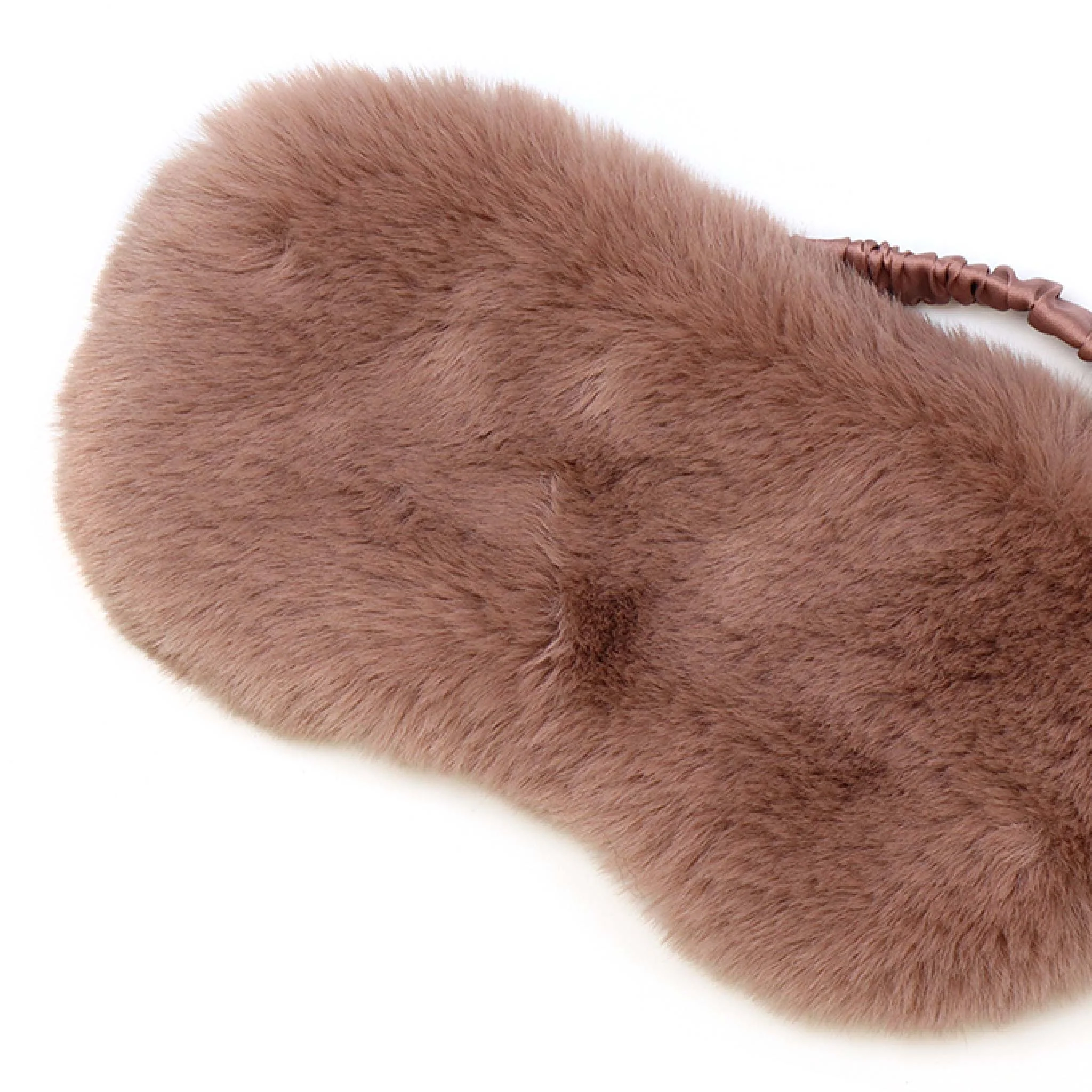Faux Fur Satin Lined Eye Mask | Dusky Pink - Image 2