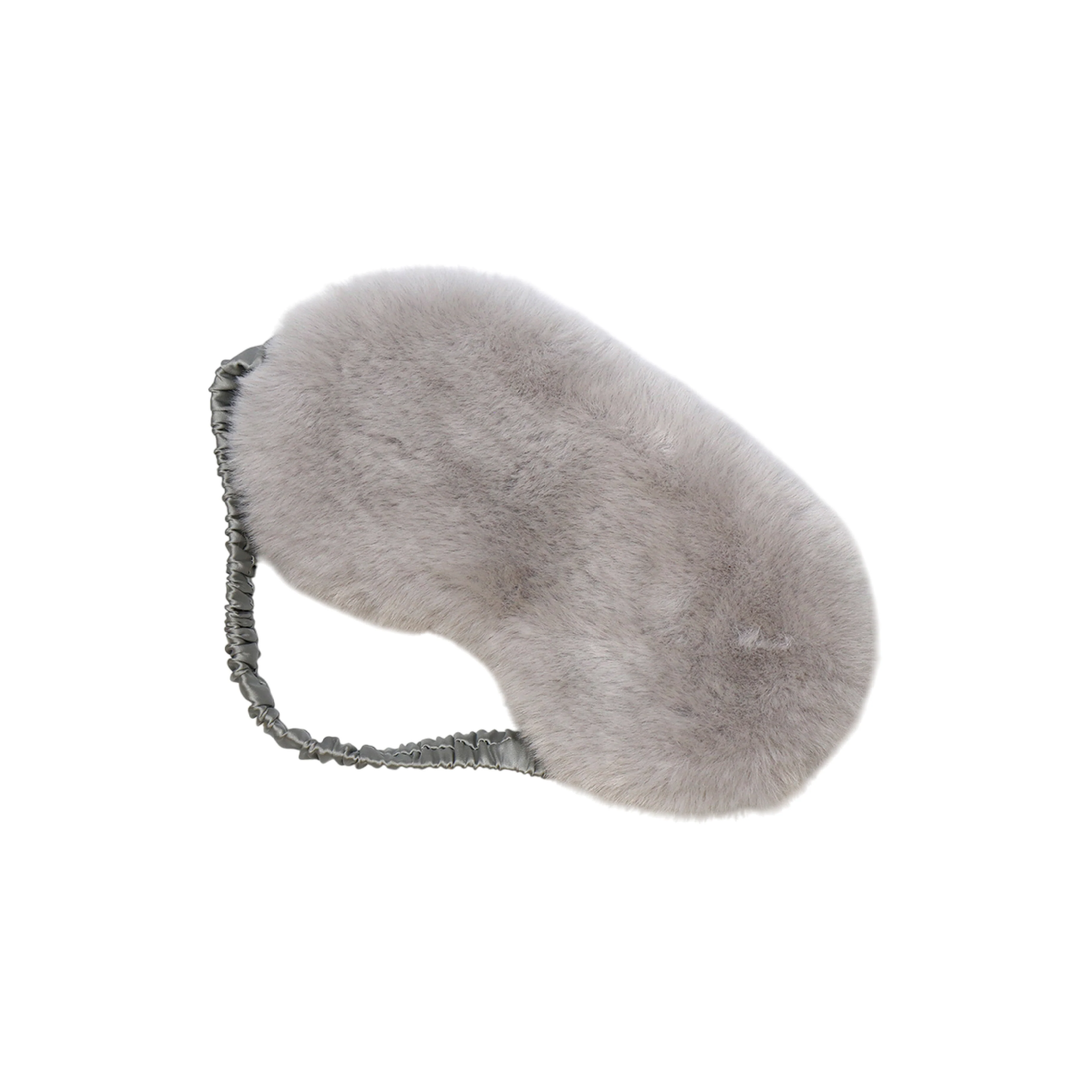 Faux Fur Satin Lined Eye Mask | Pale Grey - Image 2
