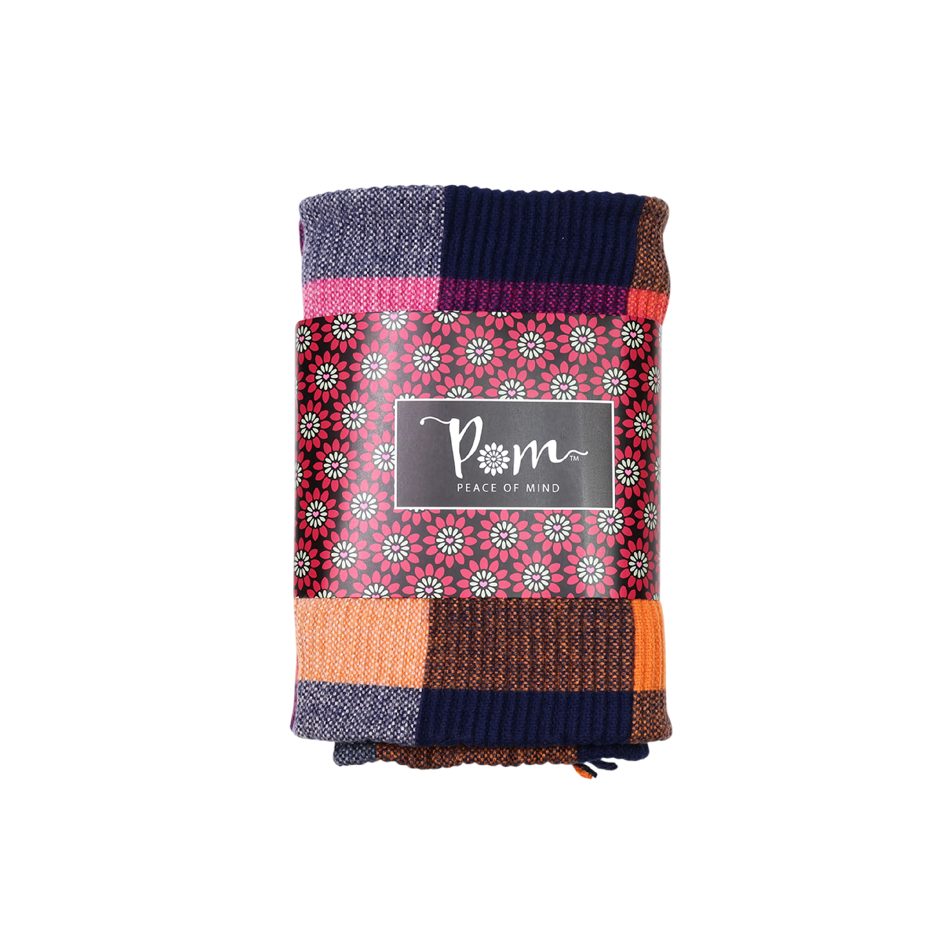 Women's Crinkle Checked Blanket Scarf | Rust/Pink - Image 3