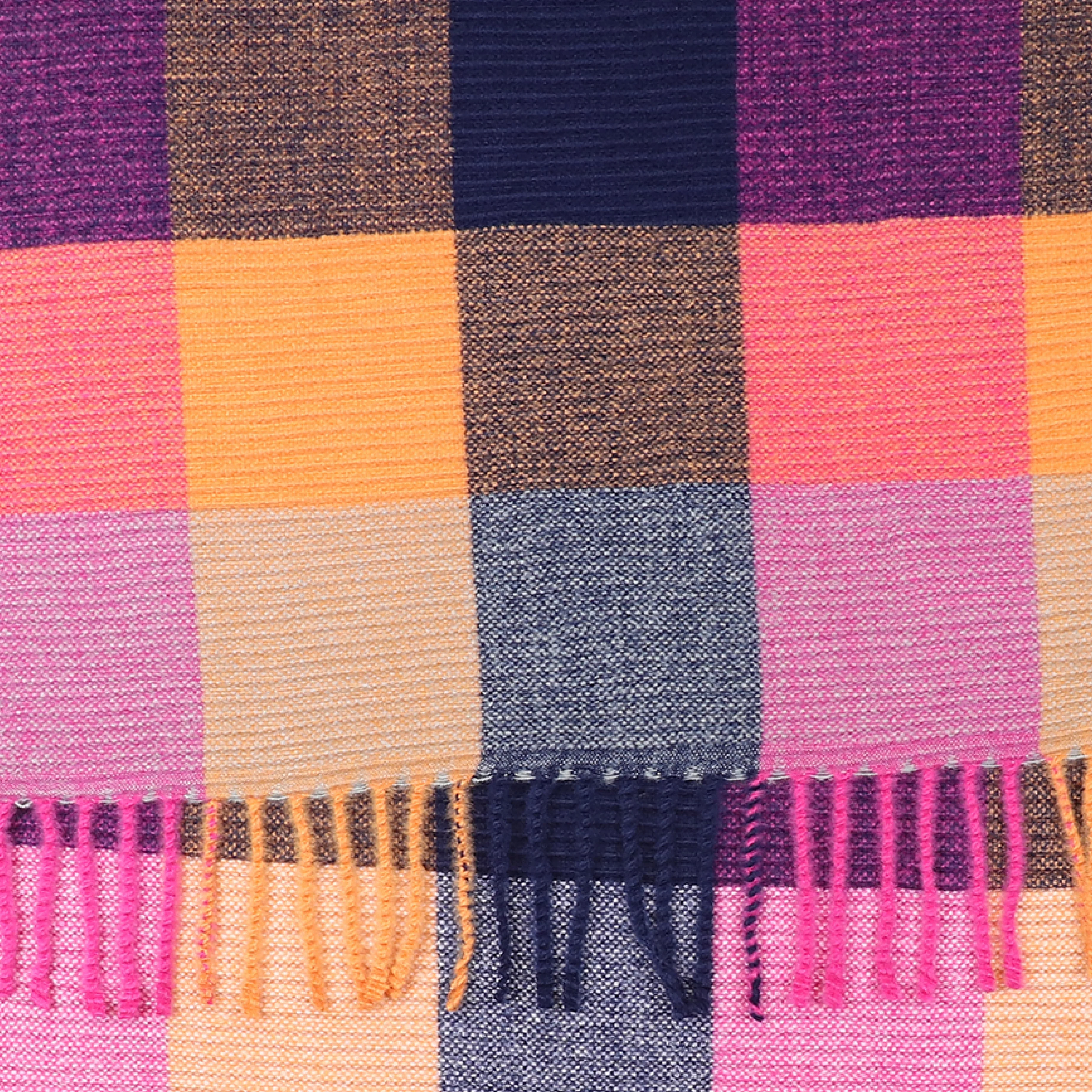 Women's Crinkle Checked Blanket Scarf | Rust/Pink - Image 4