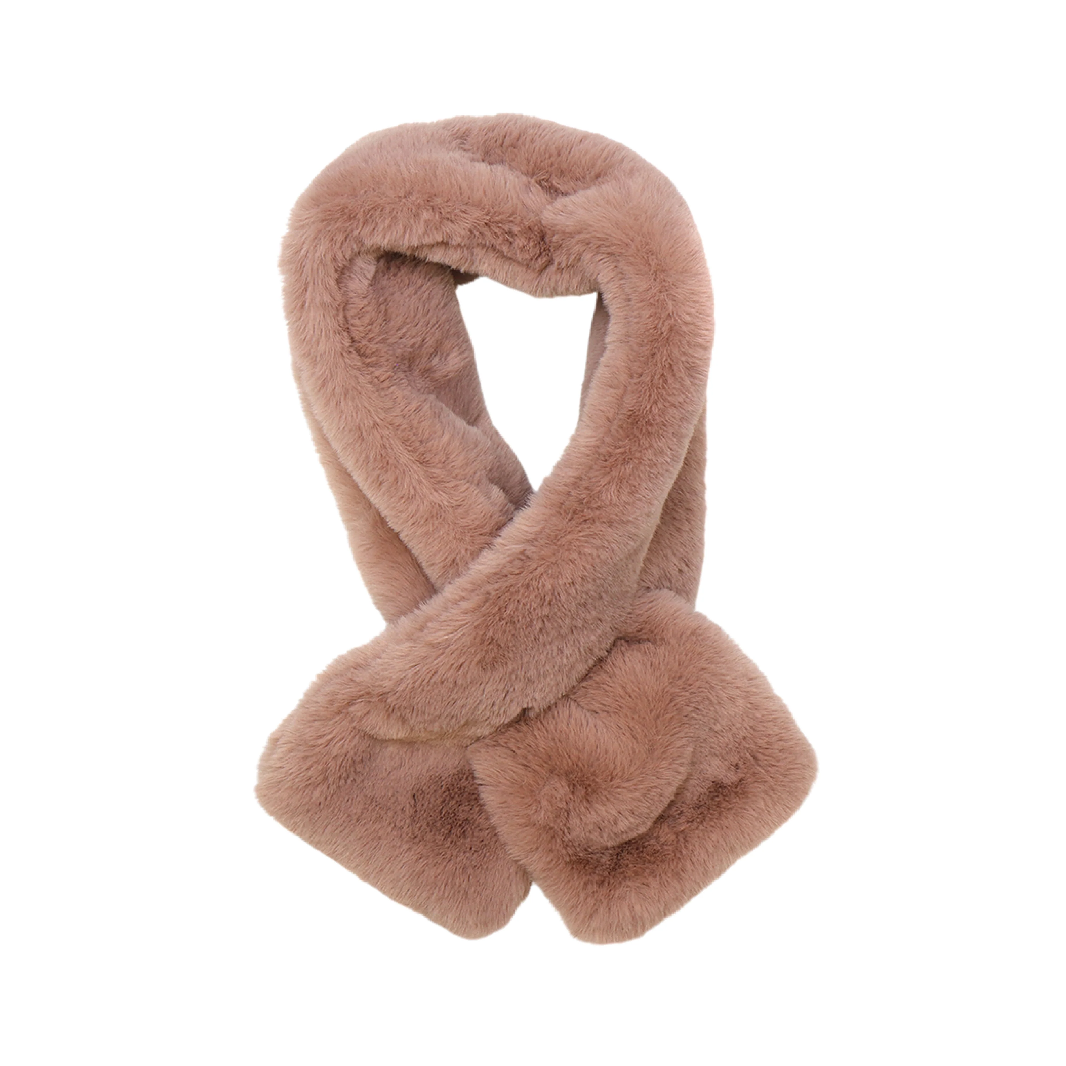 Women's Faux Fur Pull Through Scarf | Powder Pink - Image 2