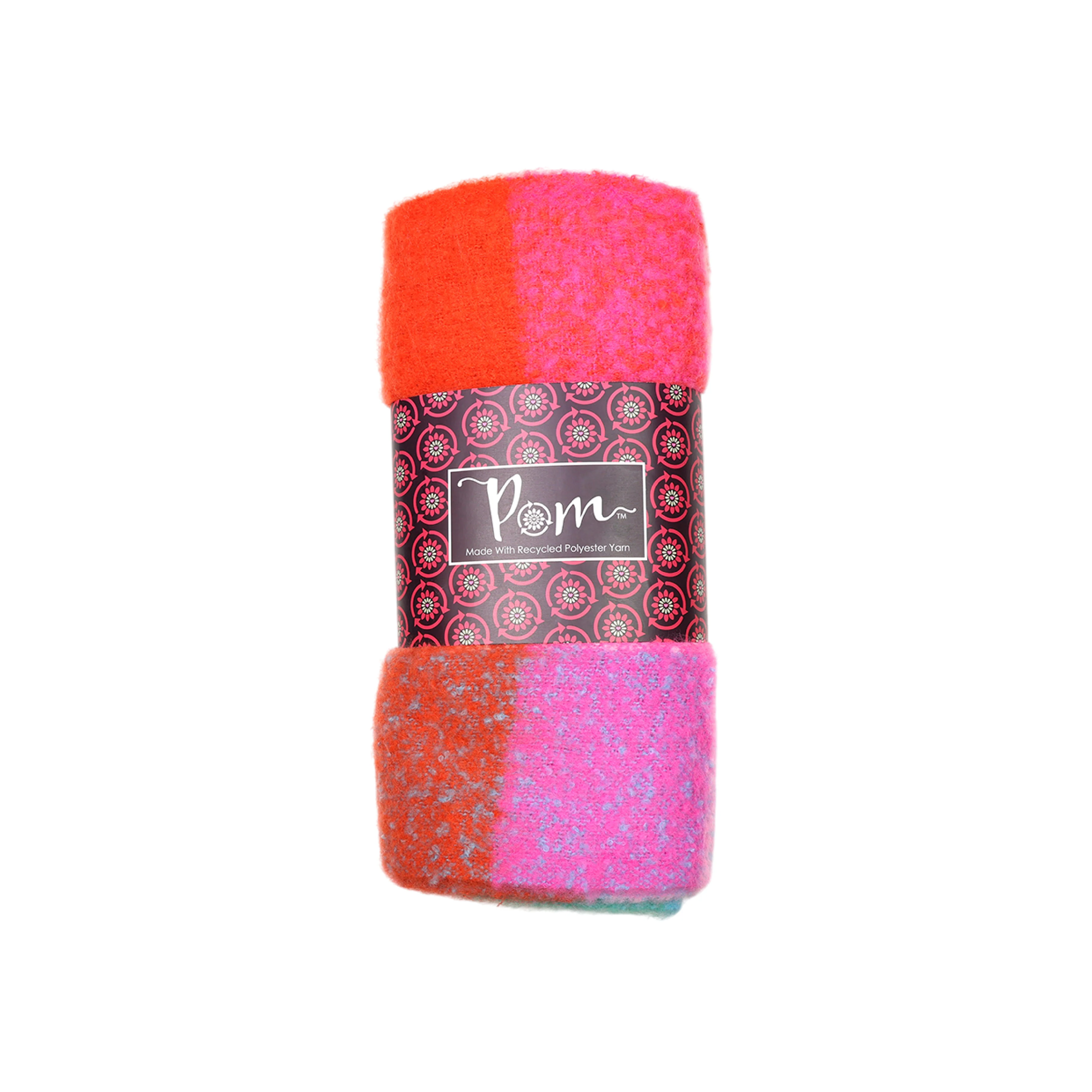 Women's Fluffy Checked Winter Scarf | Pink/Blue - Image 3
