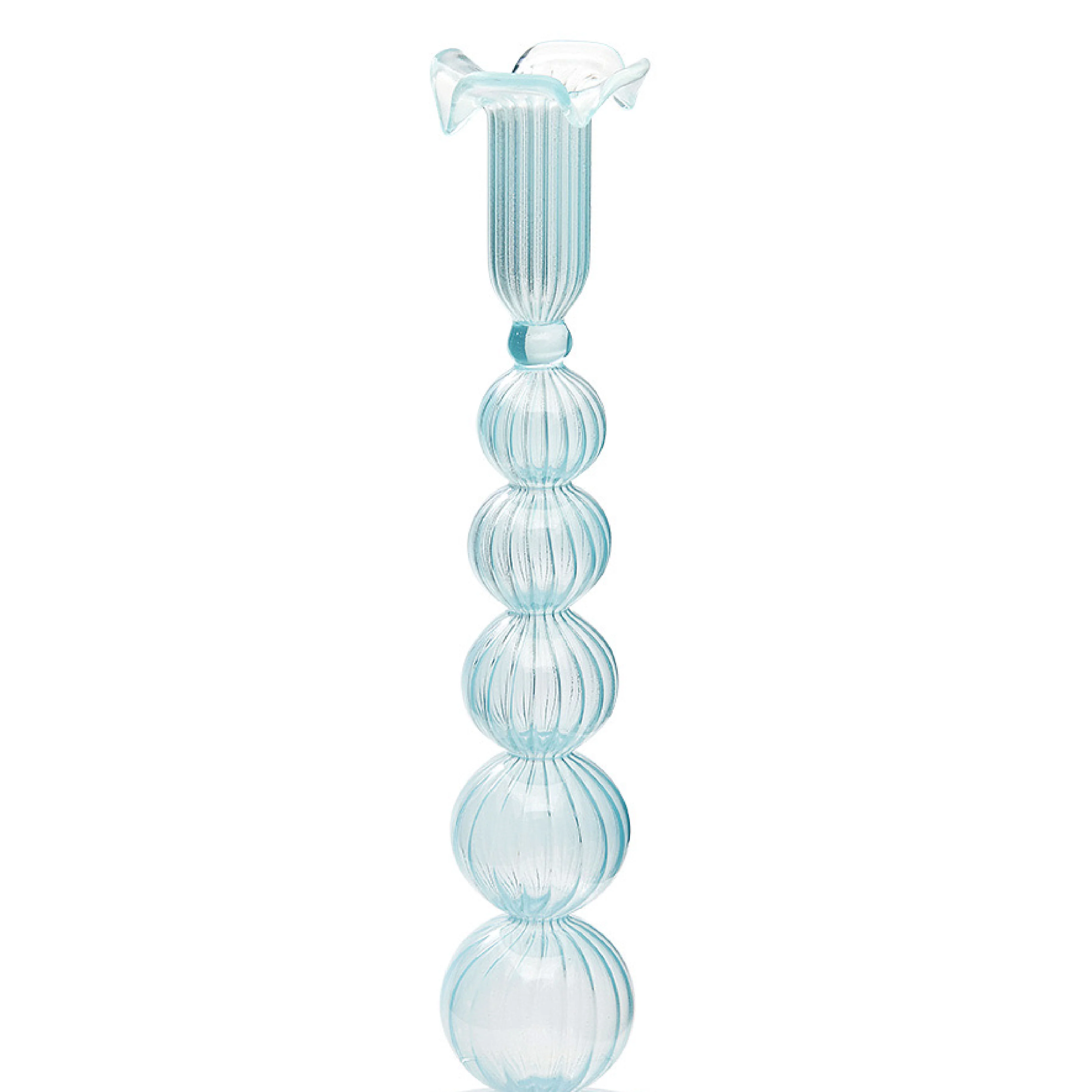 Cloudy Taper Candle Holder | Blue Glass | 29cm - Image 3