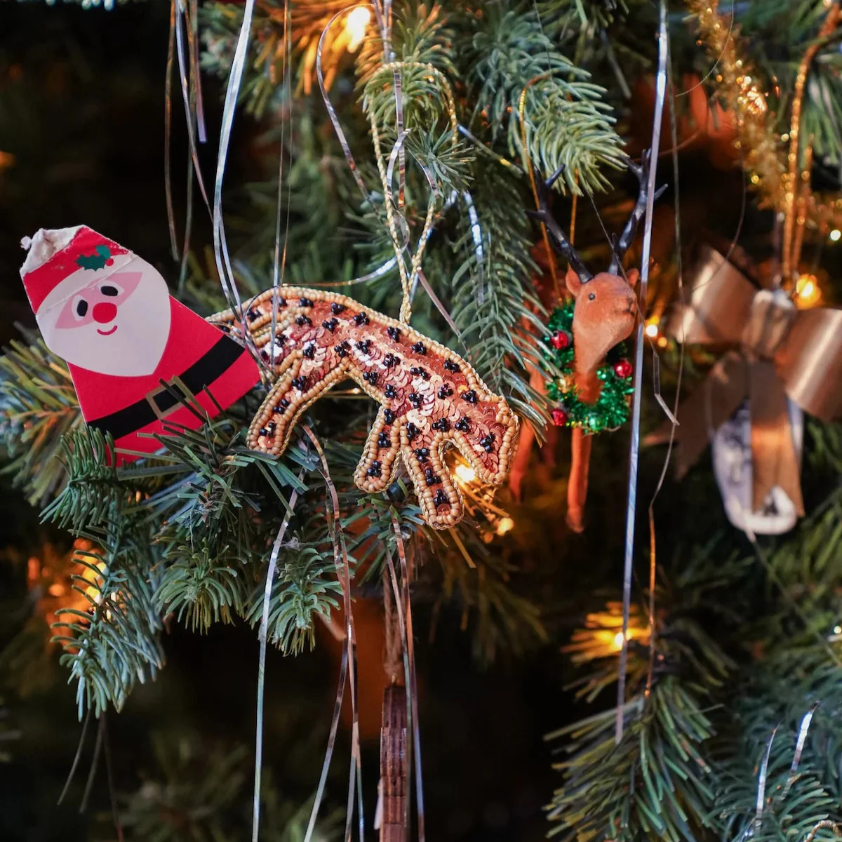 Festive Leopard Hanging Christmas Tree Decoration - Image 2