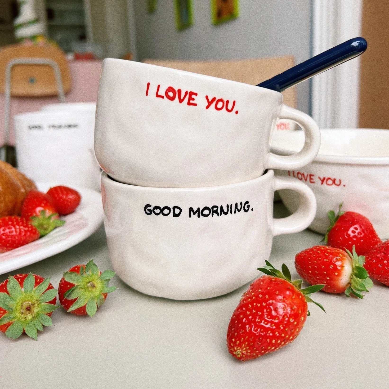 'Good Morning' Ceramic Cappuccino Mug | White - Image 3