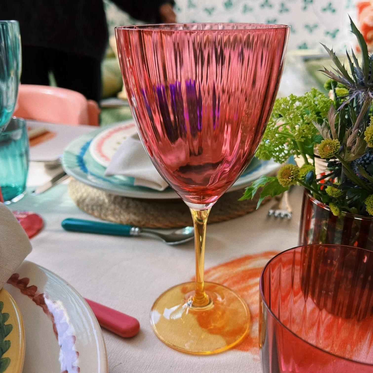 Jazzy Wine Glass | Pink & Orange - Image 3