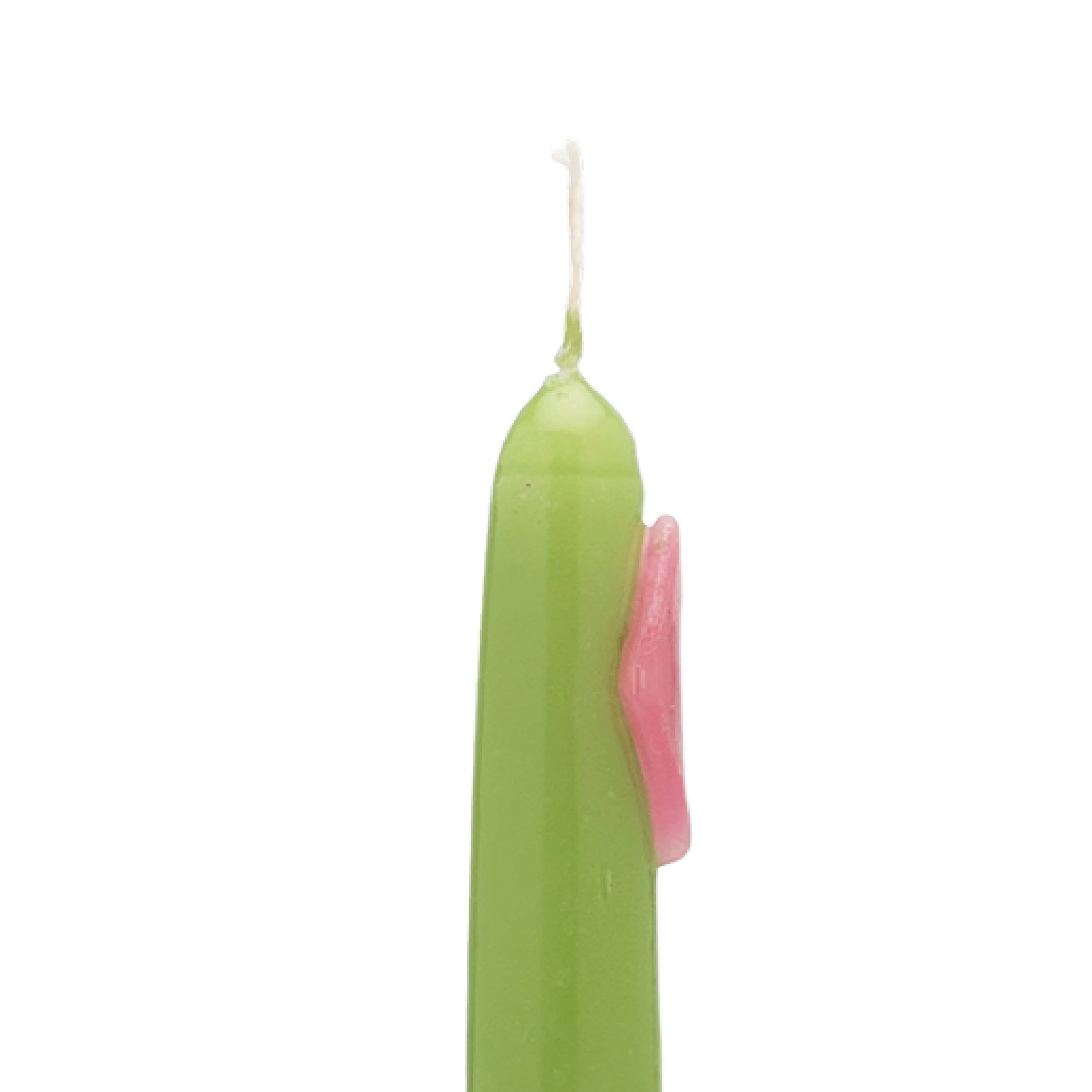 Paradise Diamond Taper Candles | Green & Pink | Set of 2 - Image 3