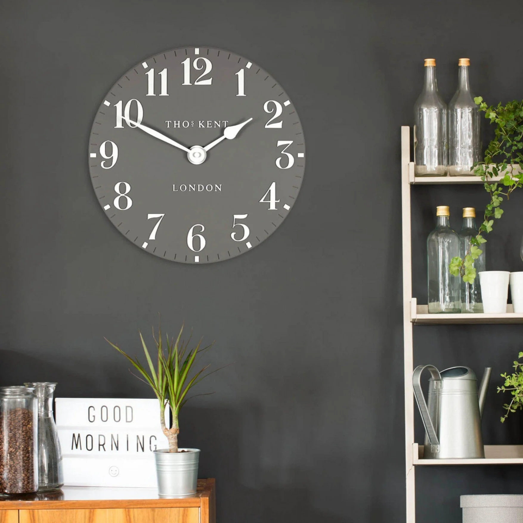 Arabic Wall Clock | Dolphin Grey | 12" - Image 2