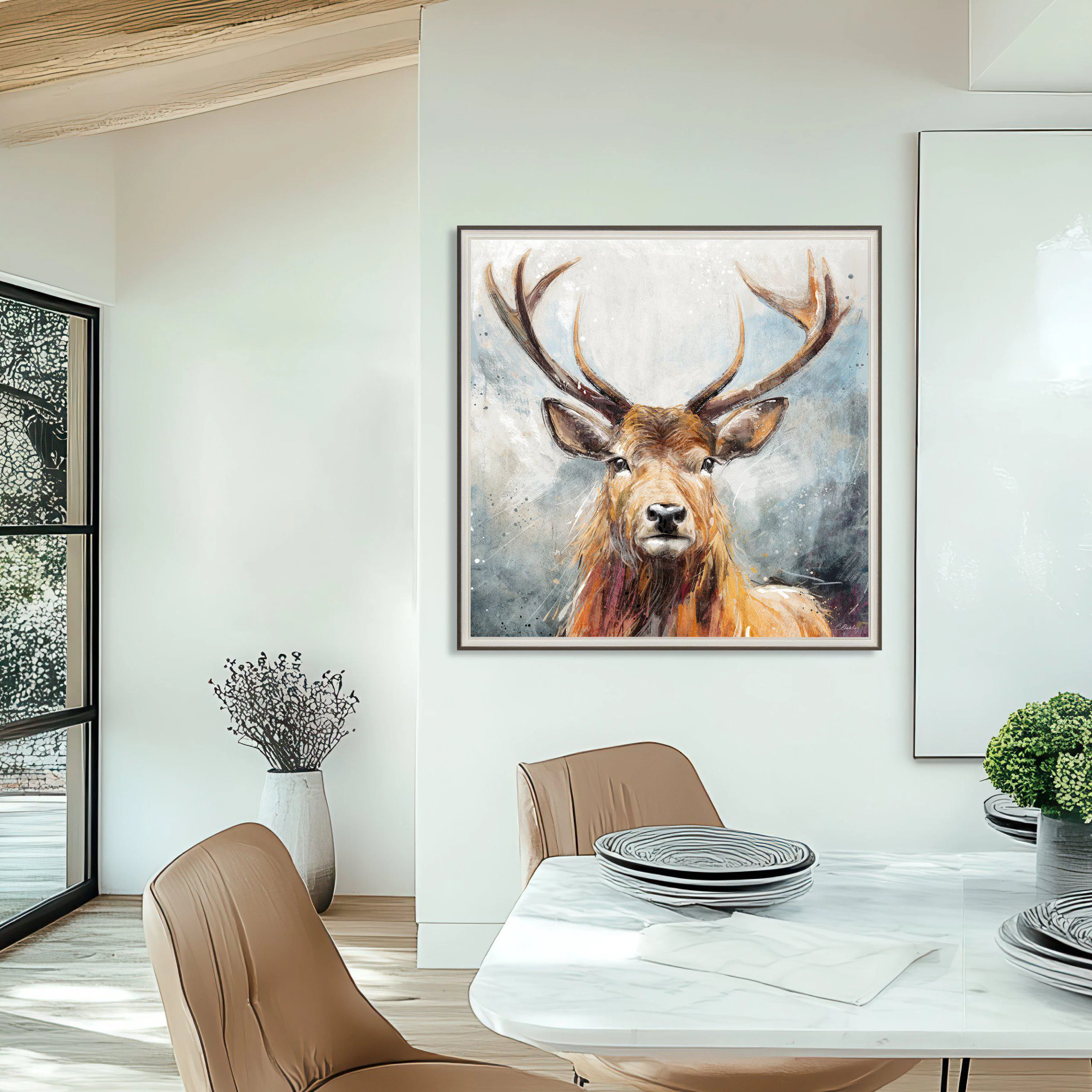 'Looking On' Framed Canvas | Charlotte Oakley | 85x85cm - Image 2