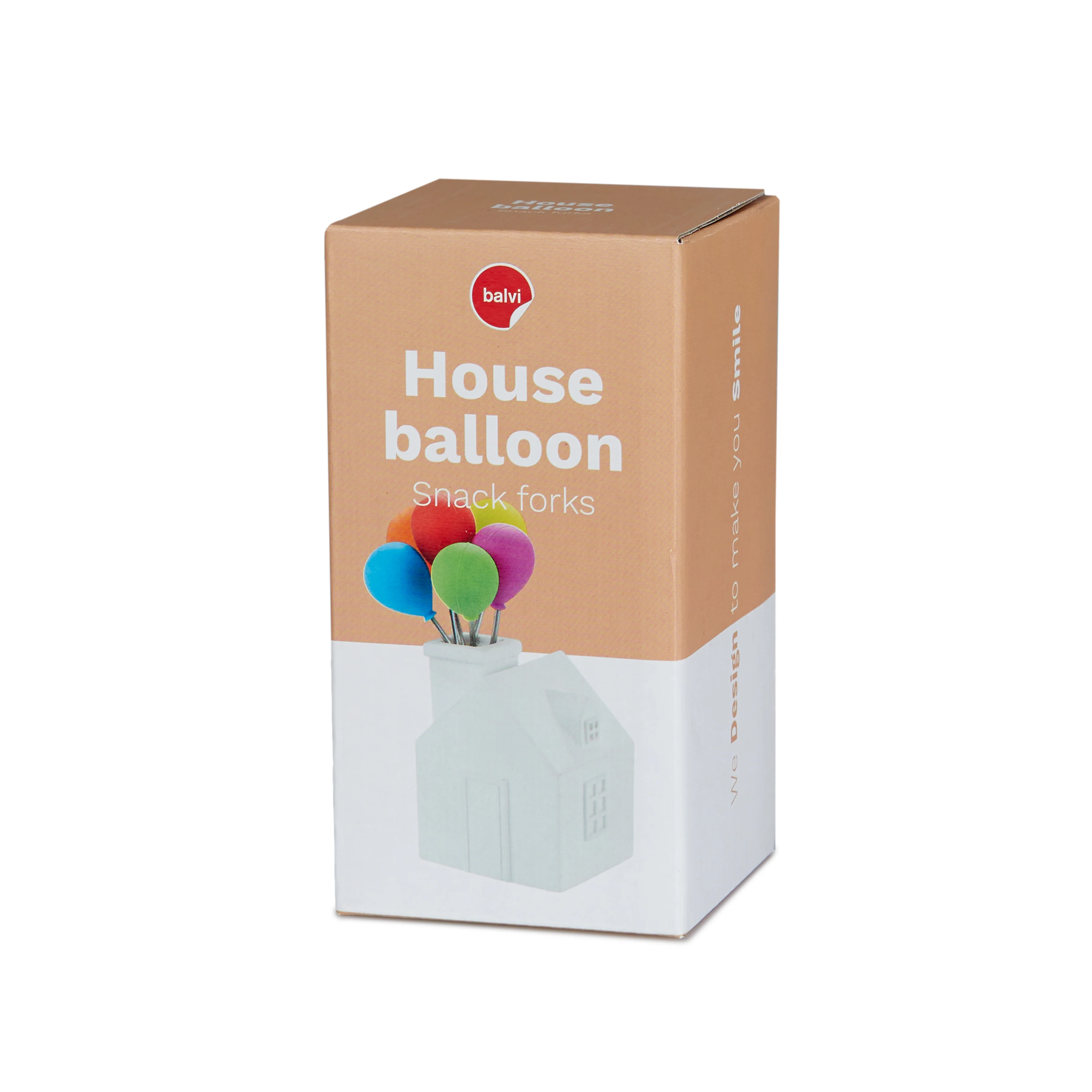 Balloon-Tipped Snack Forks in House Holder | Set of 6 - Image 5