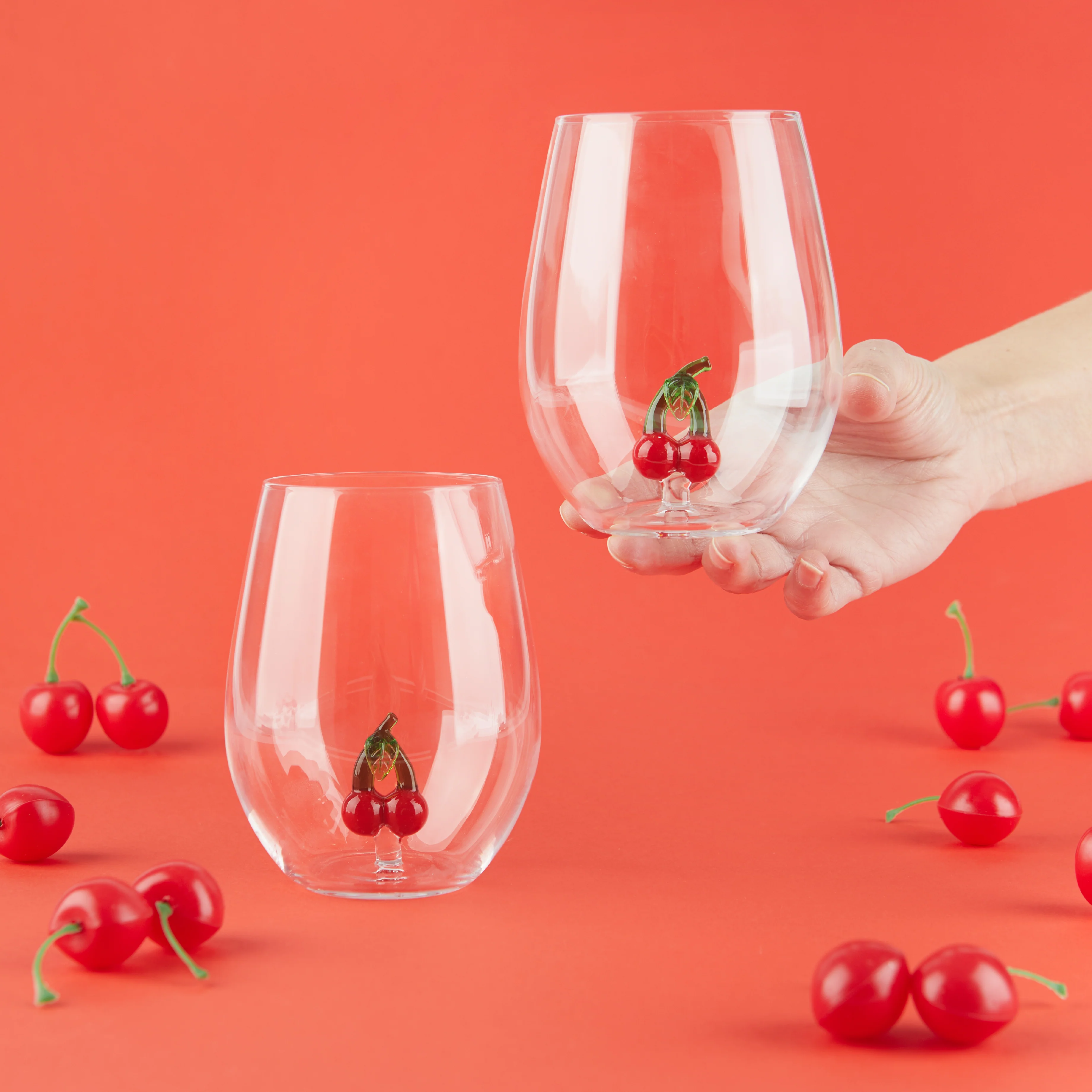 Botanical Cherry Glasses | Set of 2 - Image 2