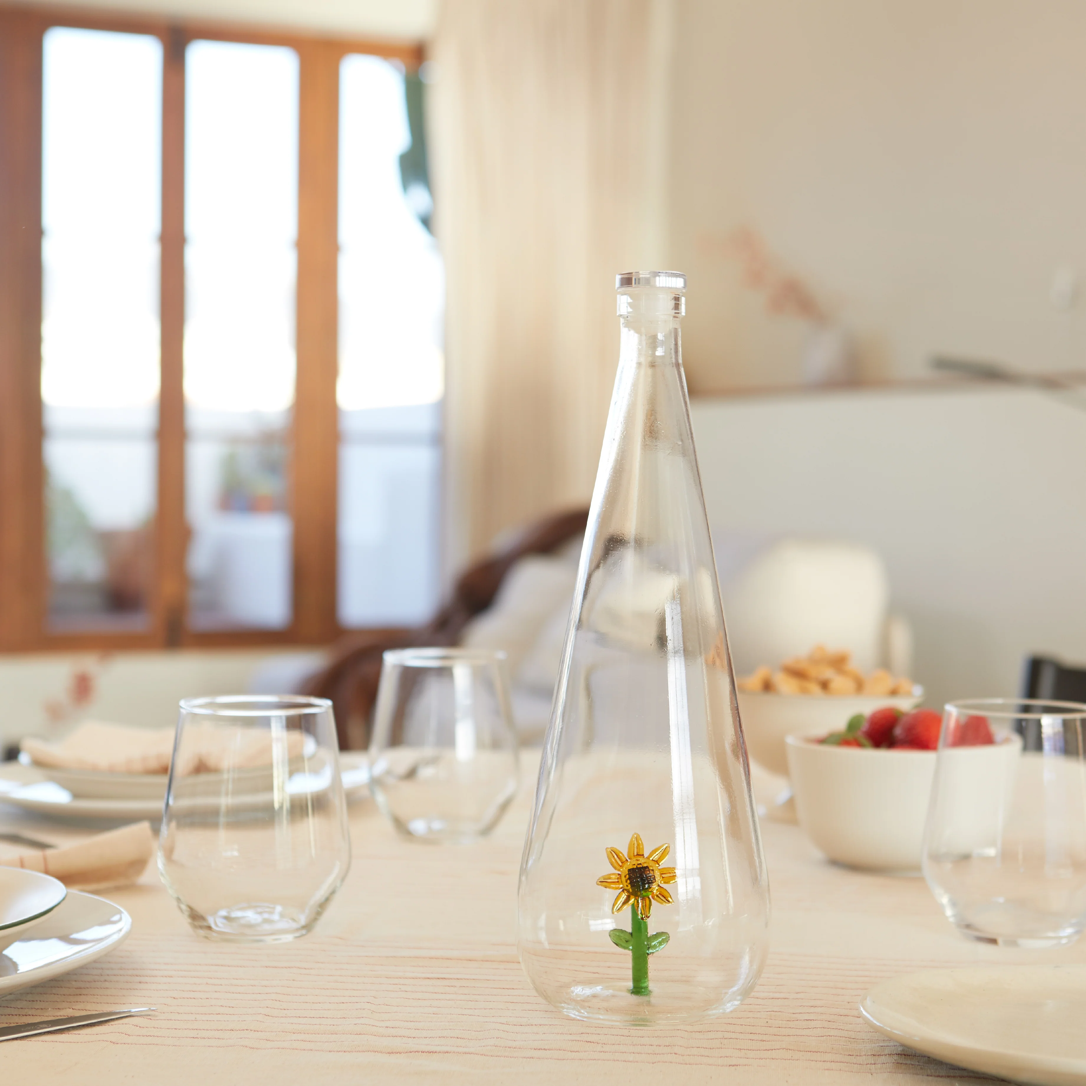 Botanical Sunflower Glass Bottle | 1L - Image 2