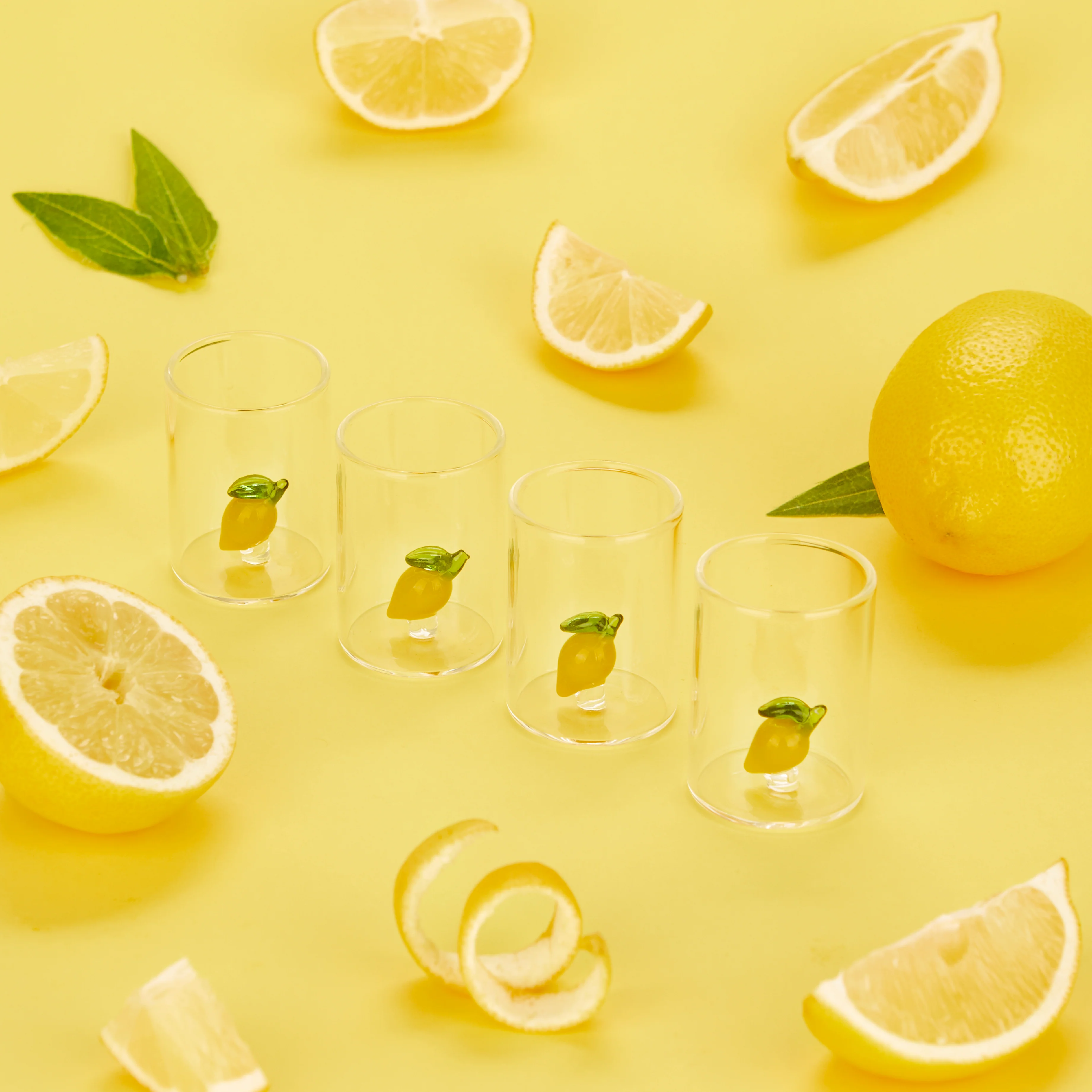 Botanical Lemon Shot Glasses | Set of 4 - Image 4