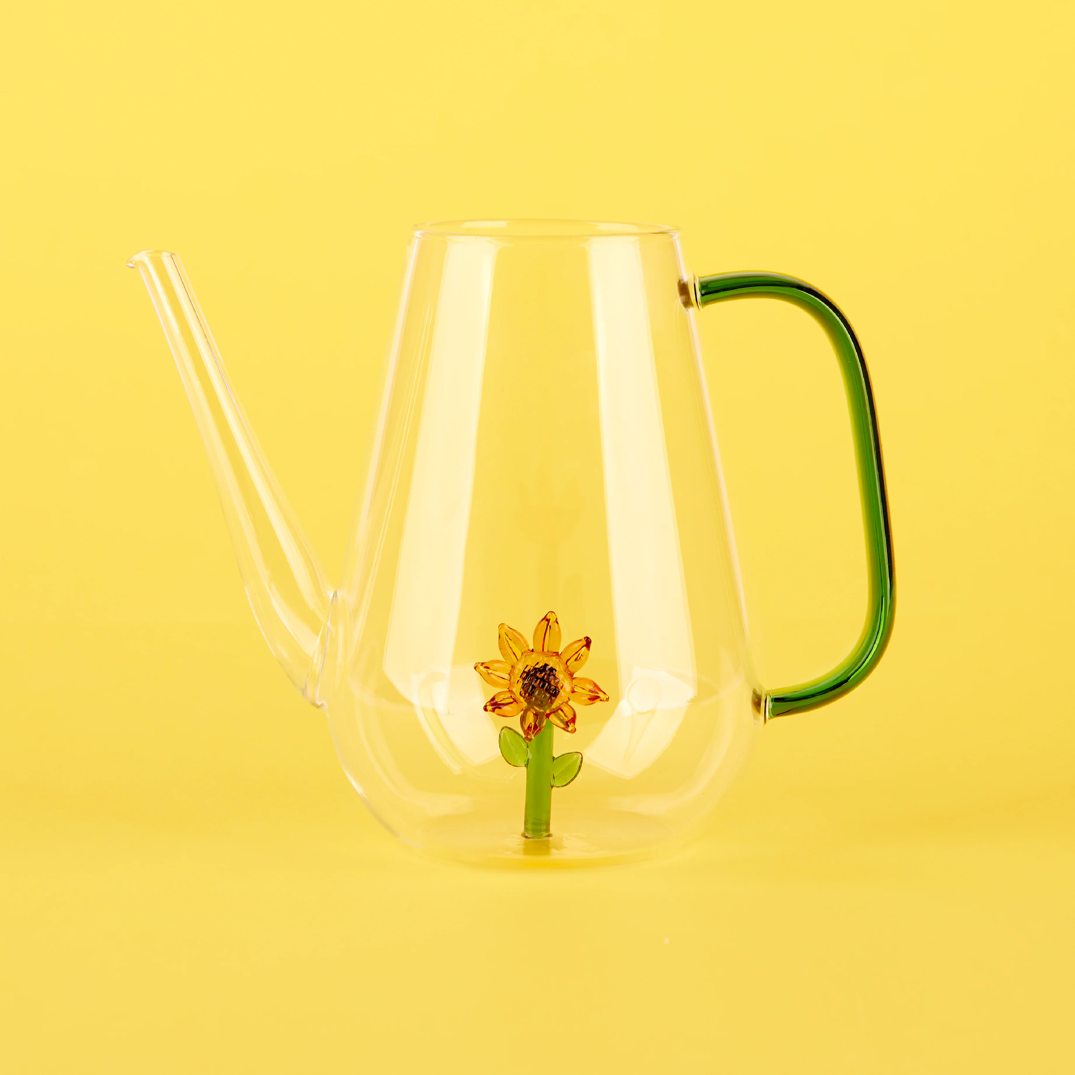 Botanical Sunflower Glass Watering Can | 1L - Image 3