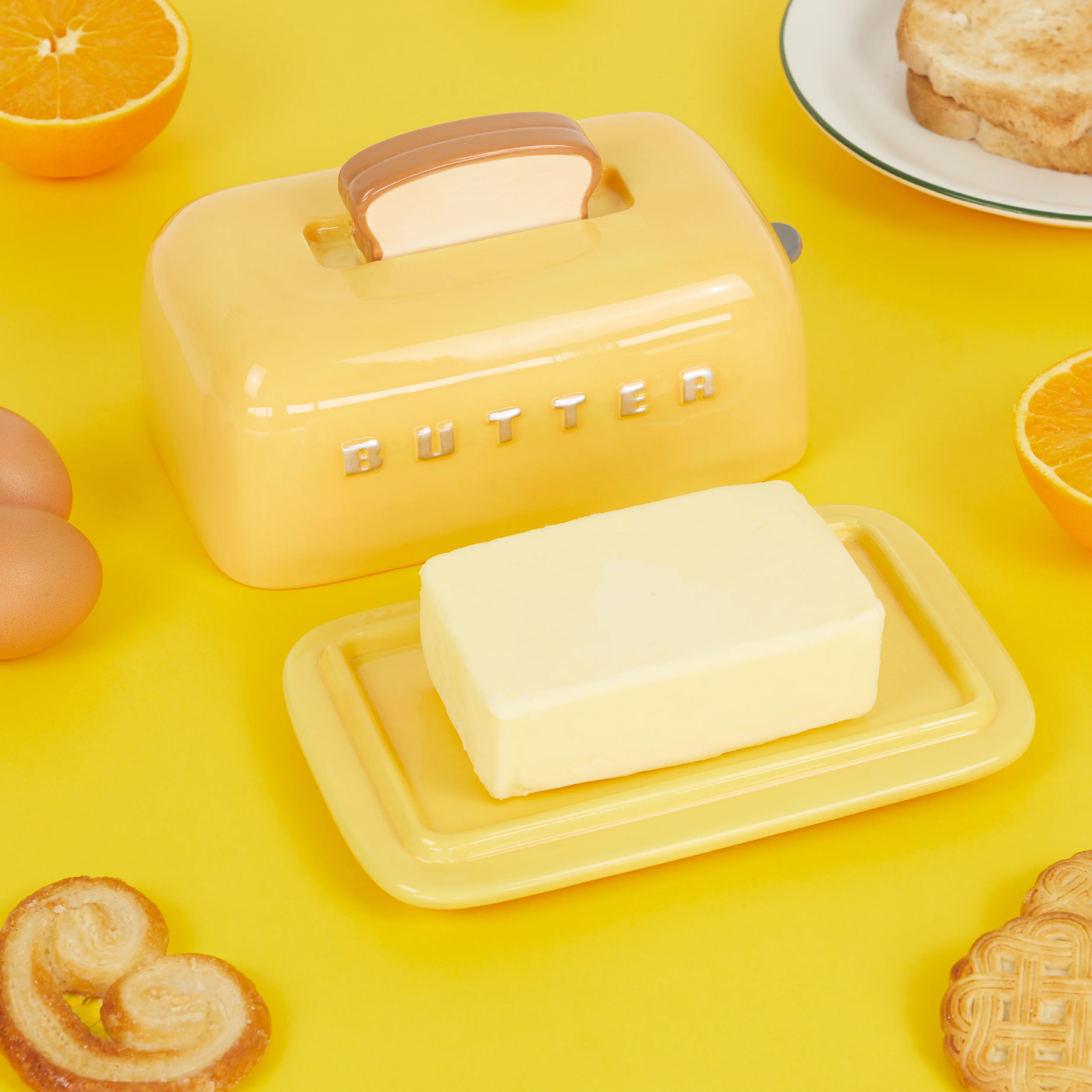 Ceramic Toaster Butter Dish | Mustard - Image 2