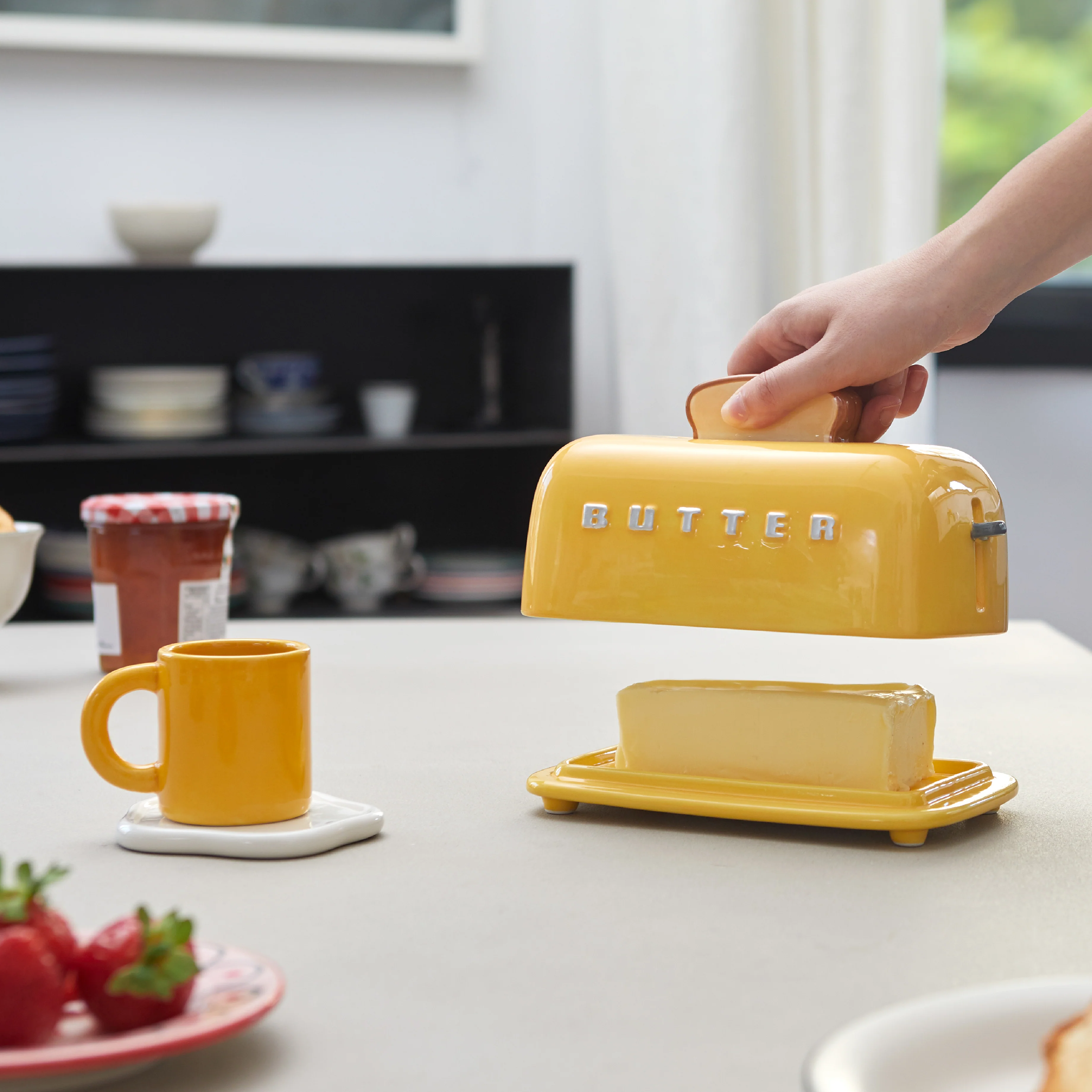 Ceramic Toaster Butter Dish | Mustard - Image 4