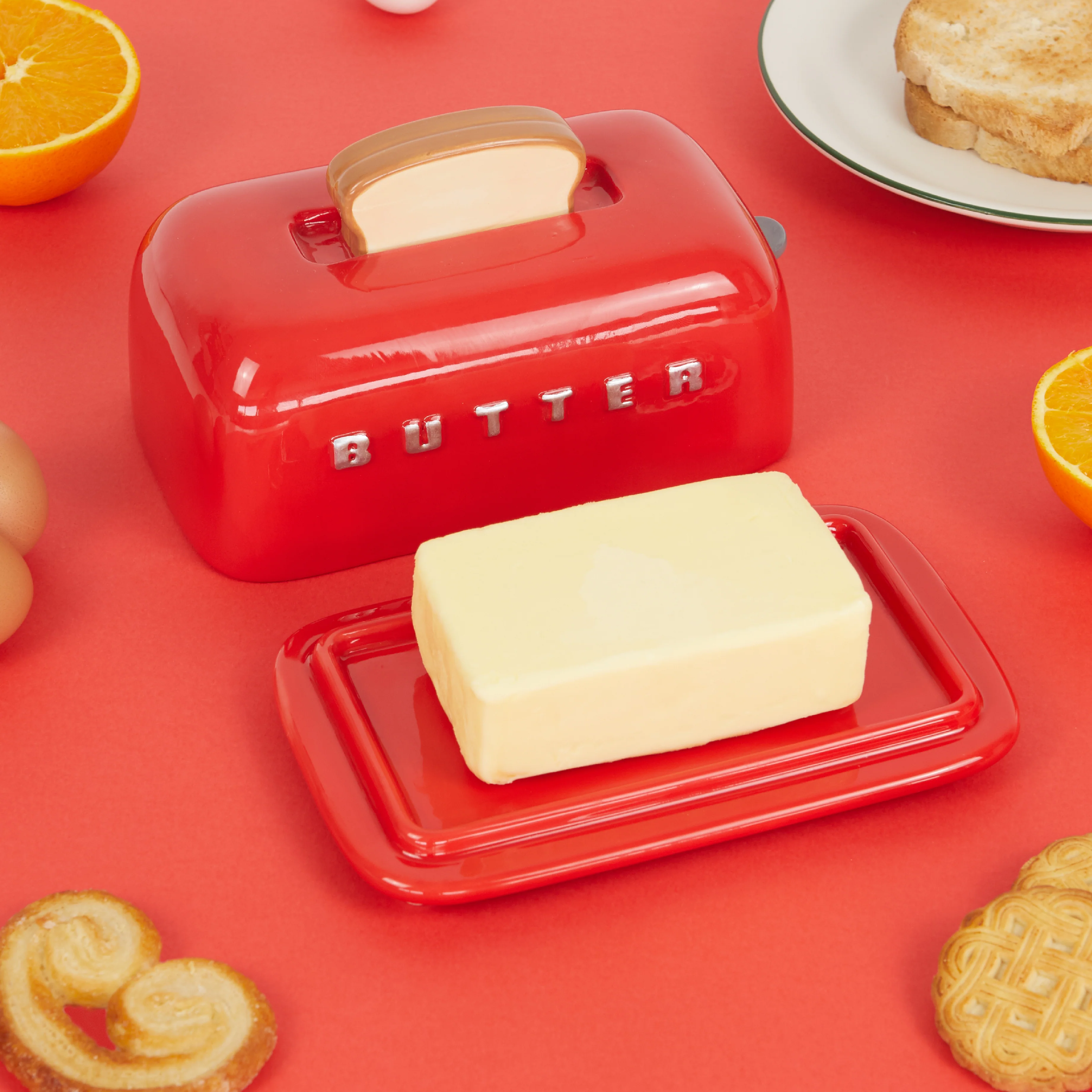 Ceramic Toaster Butter Dish | Red - Image 2