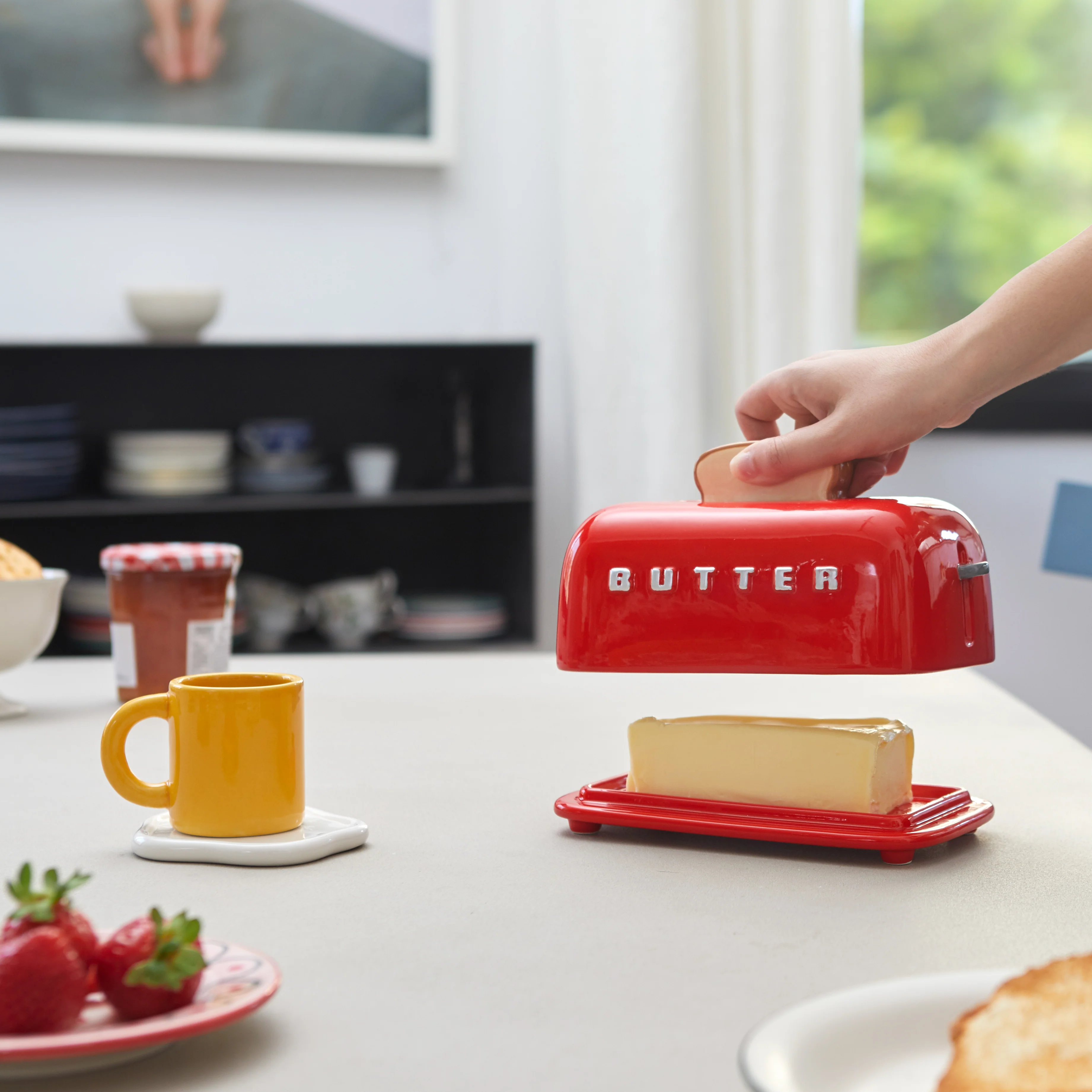 Ceramic Toaster Butter Dish | Red - Image 4