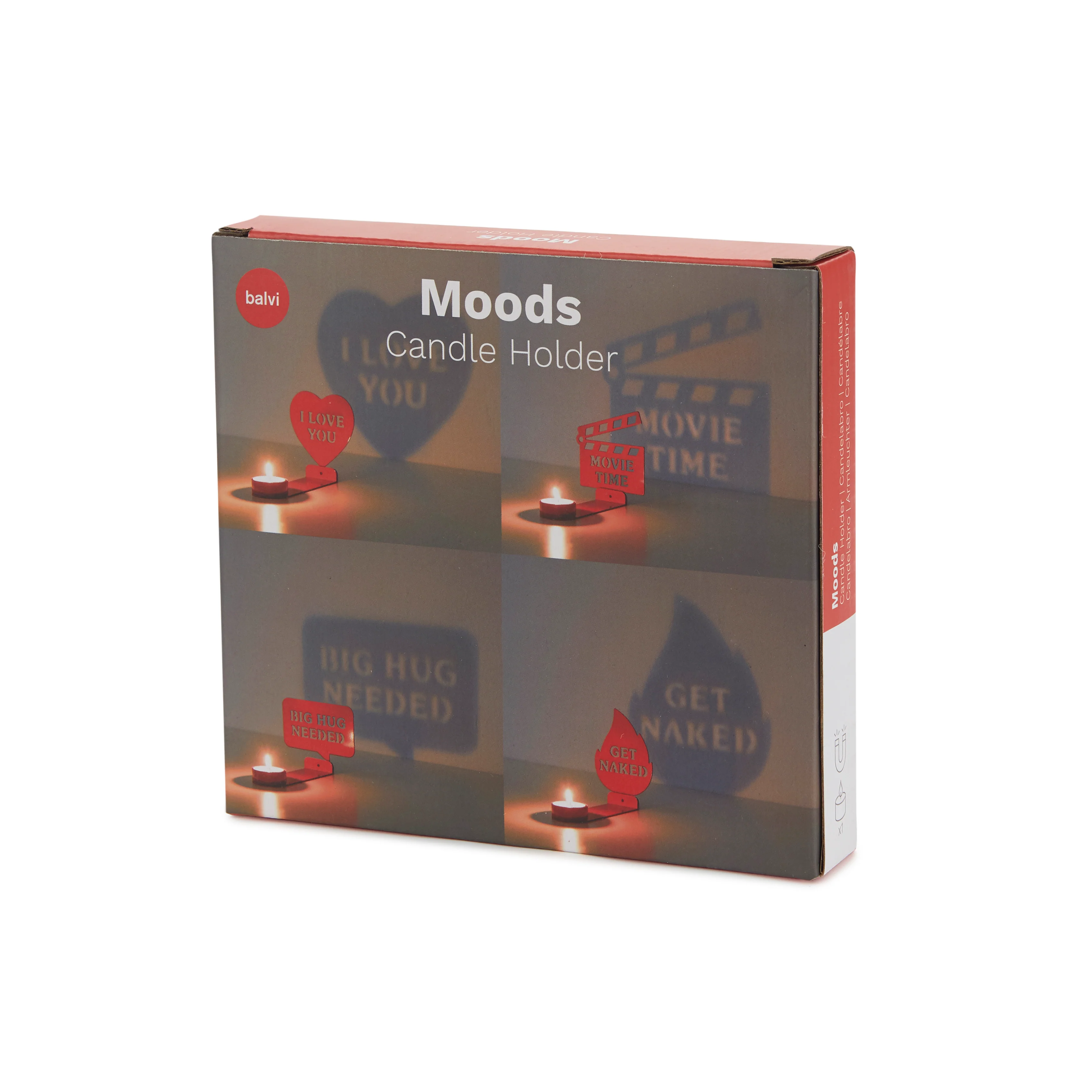 Message Tealight Holders | Red | Set of 4