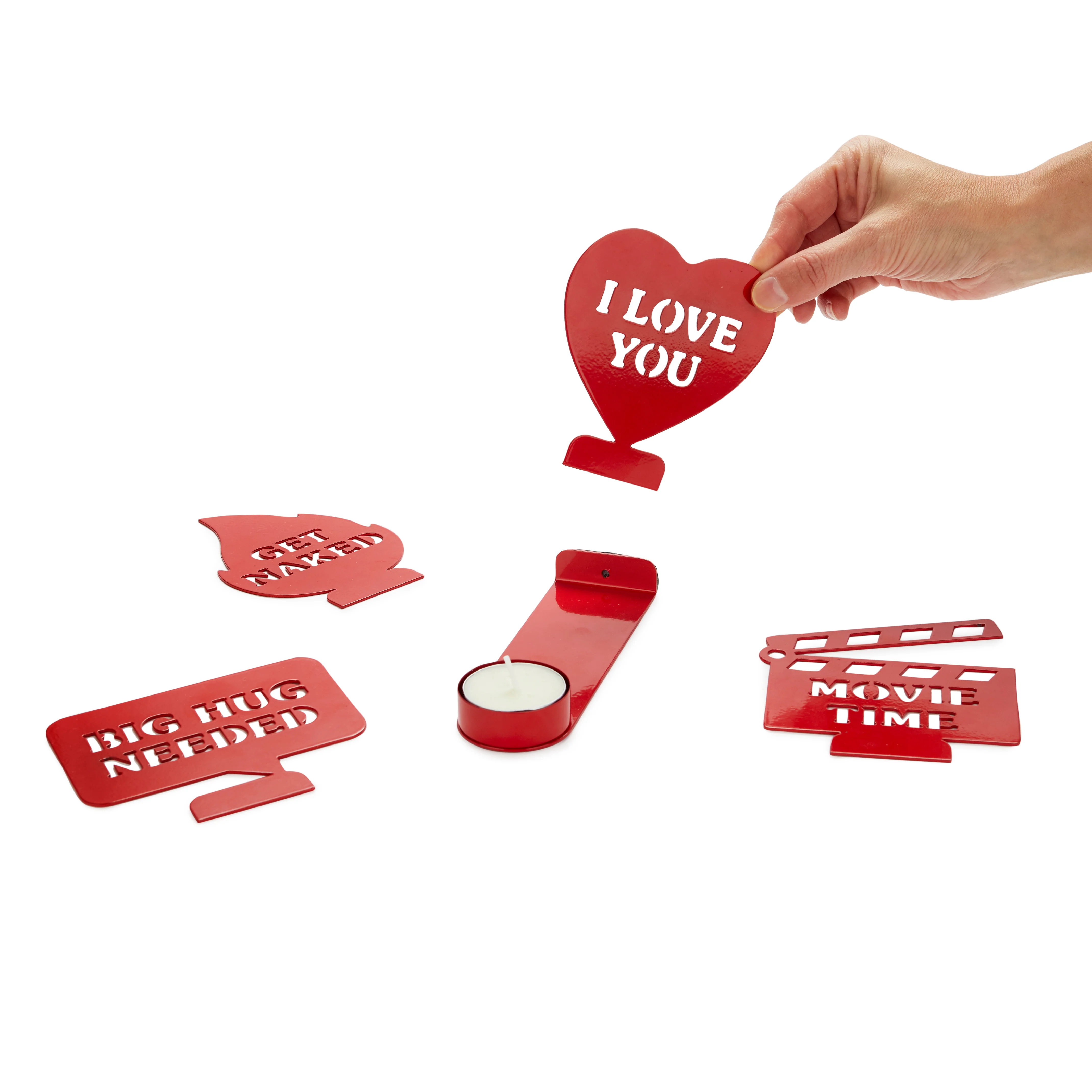 Message Tealight Holders | Red | Set of 4 - Image 3