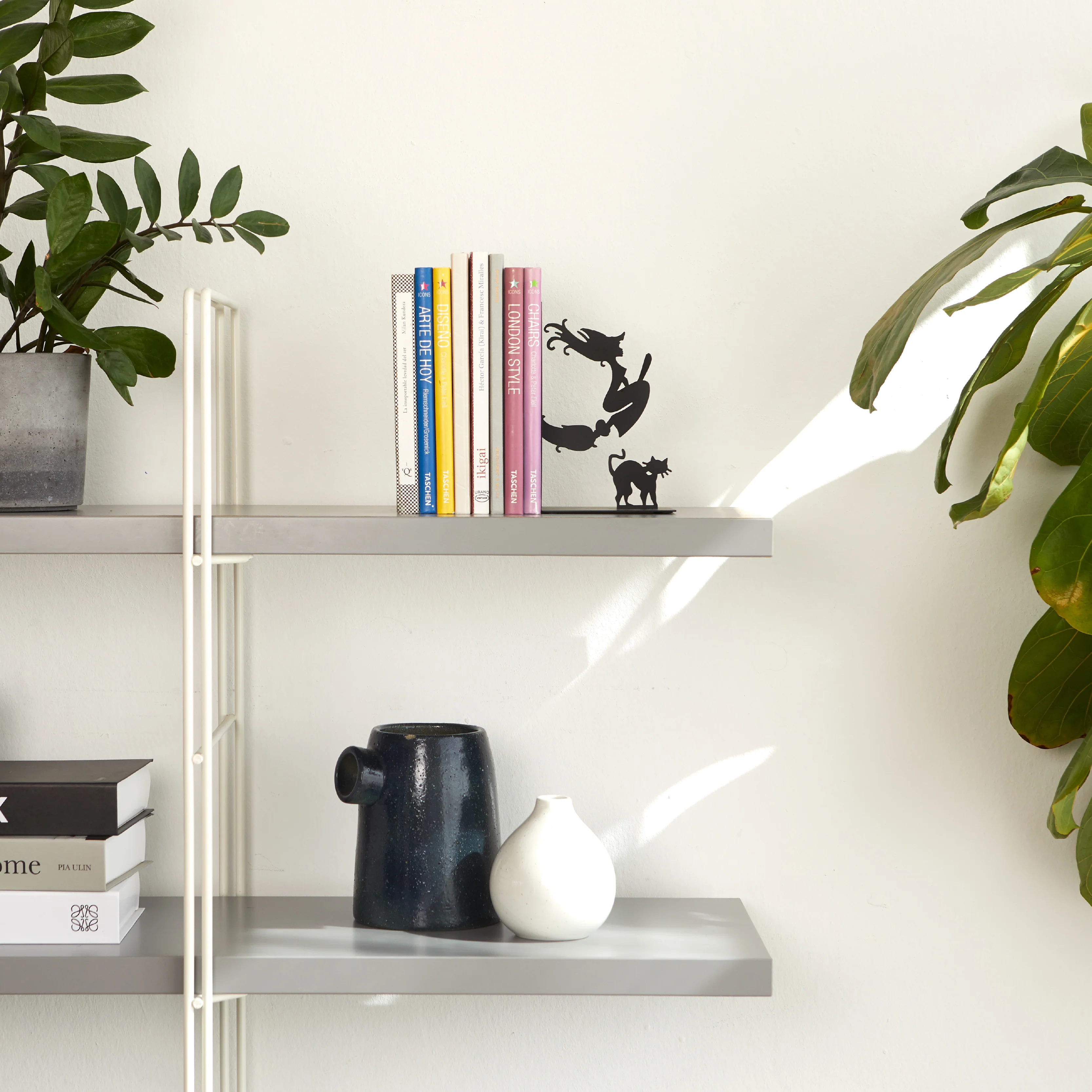 Metal Bookend | Flying Witch & Familiar Cat - Image 2