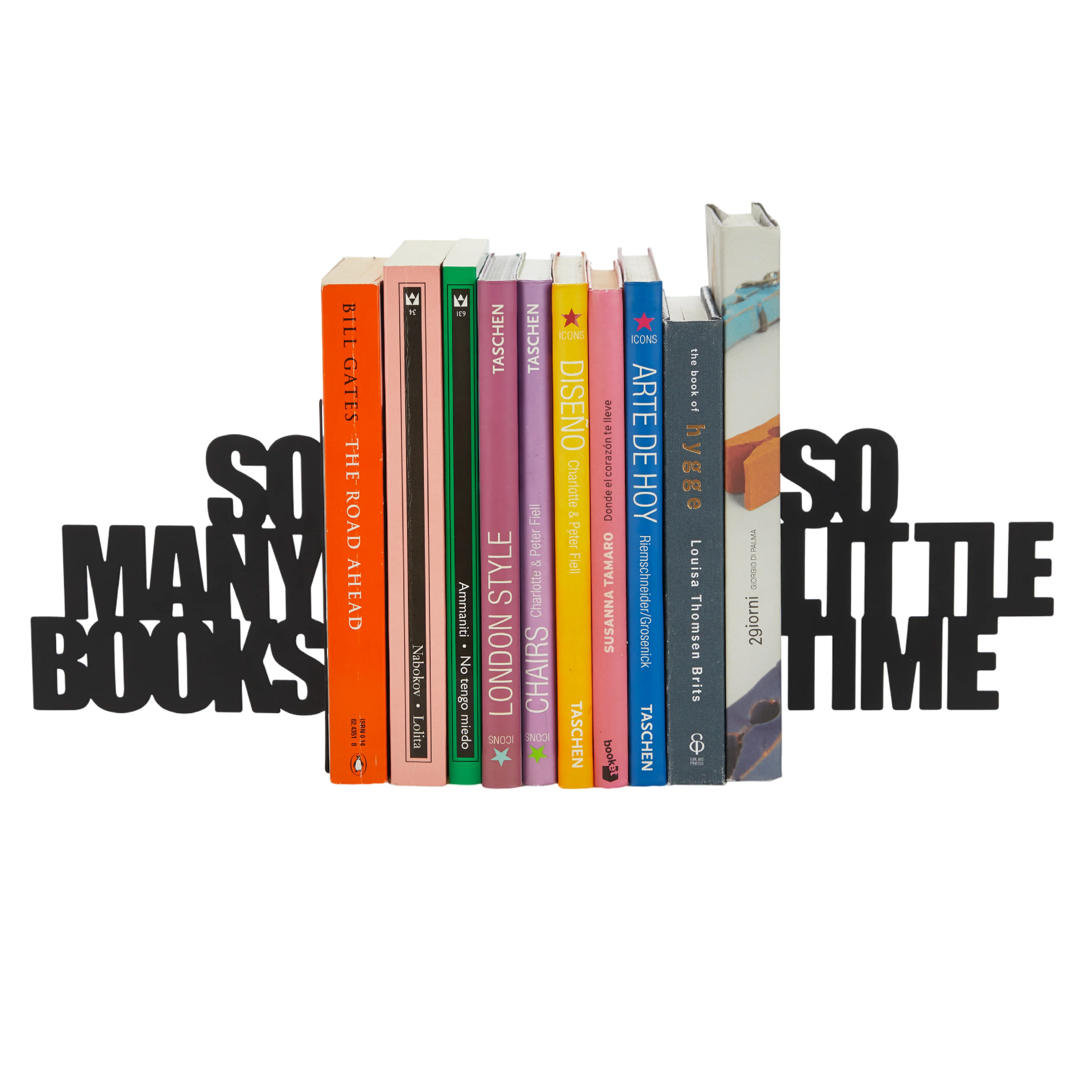 Metal Bookends | 'So Many Books, So Little Time' | Set of 2