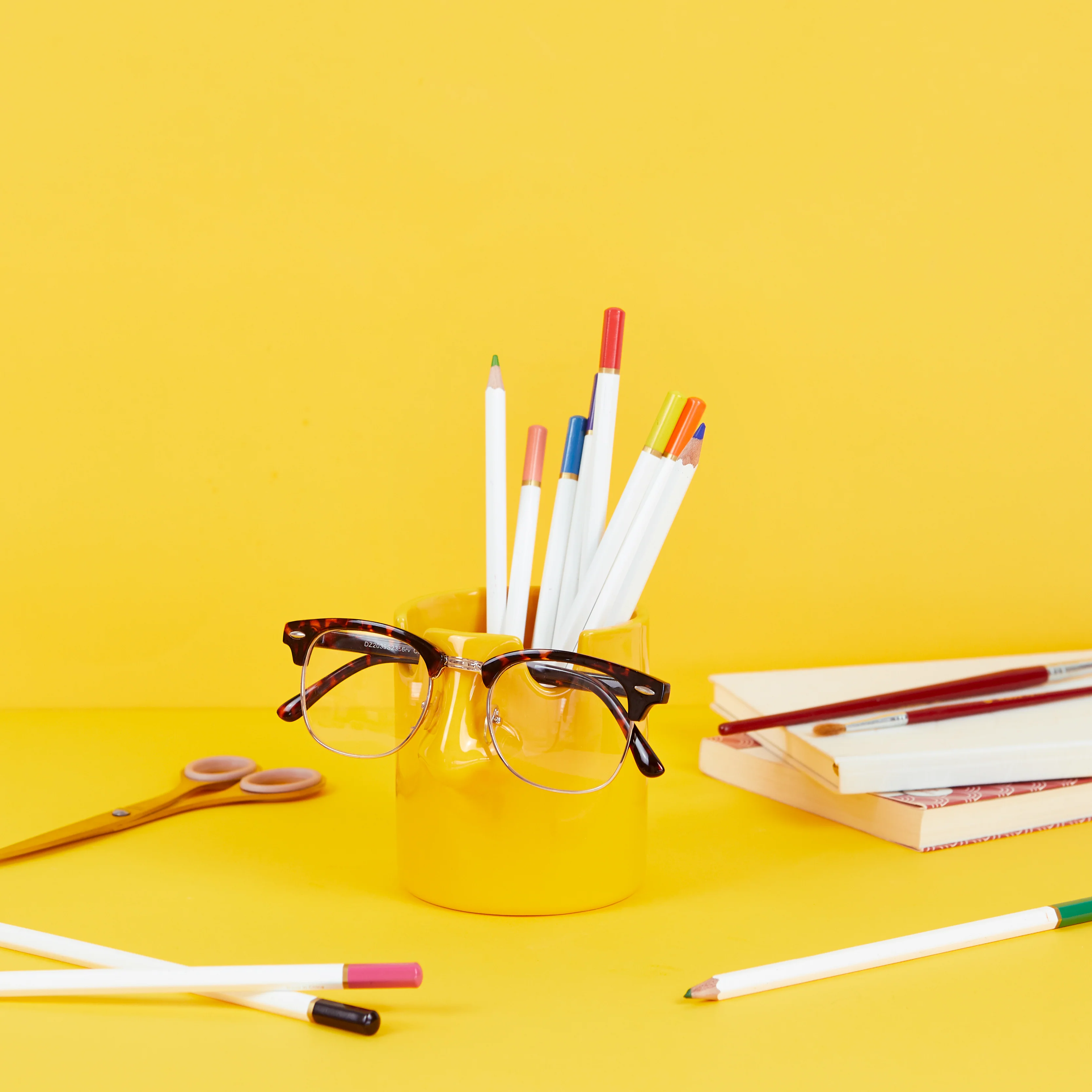 Nosey Buddy Stationery & Glasses Holder | Mustard - Image 2