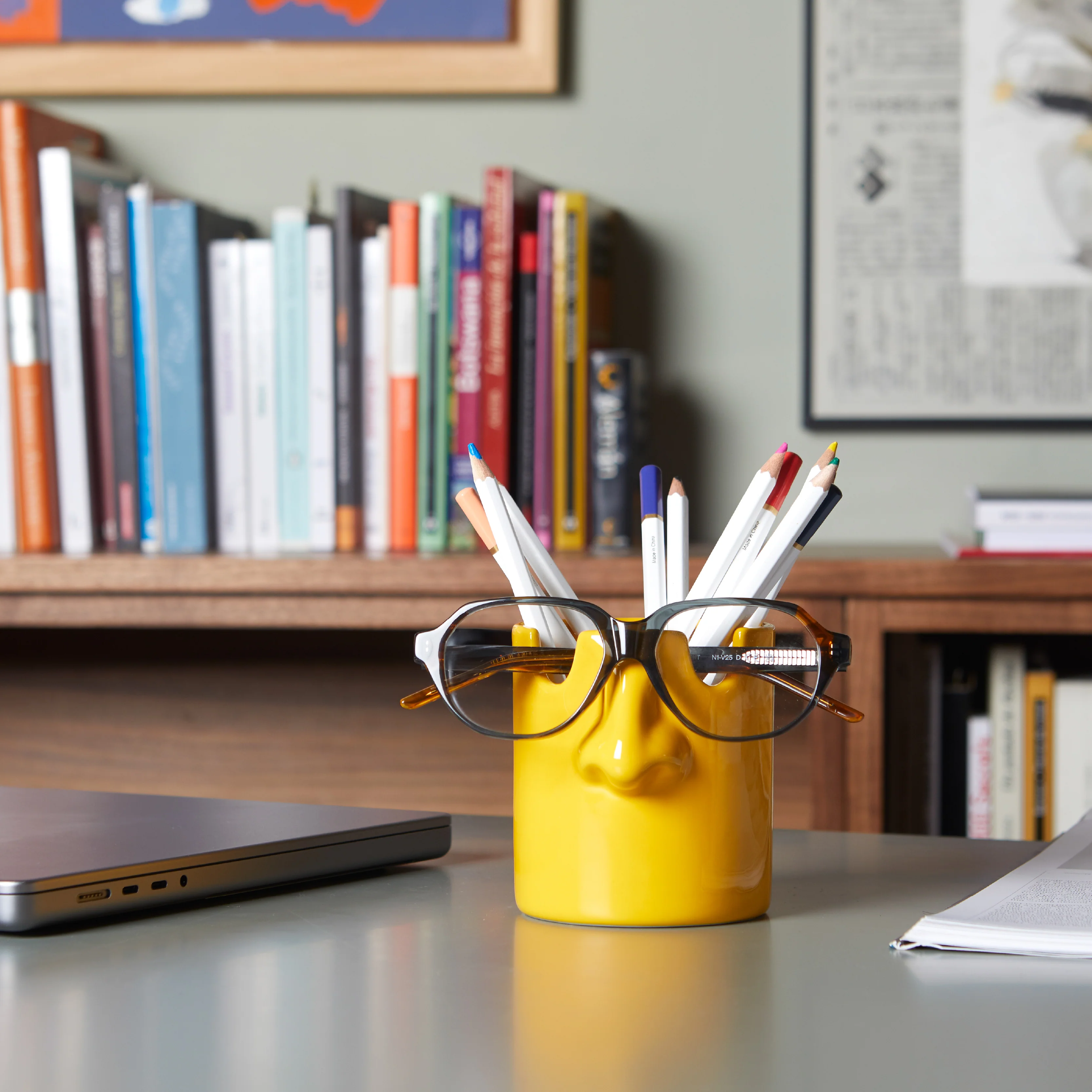 Nosey Buddy Stationery & Glasses Holder | Mustard - Image 4