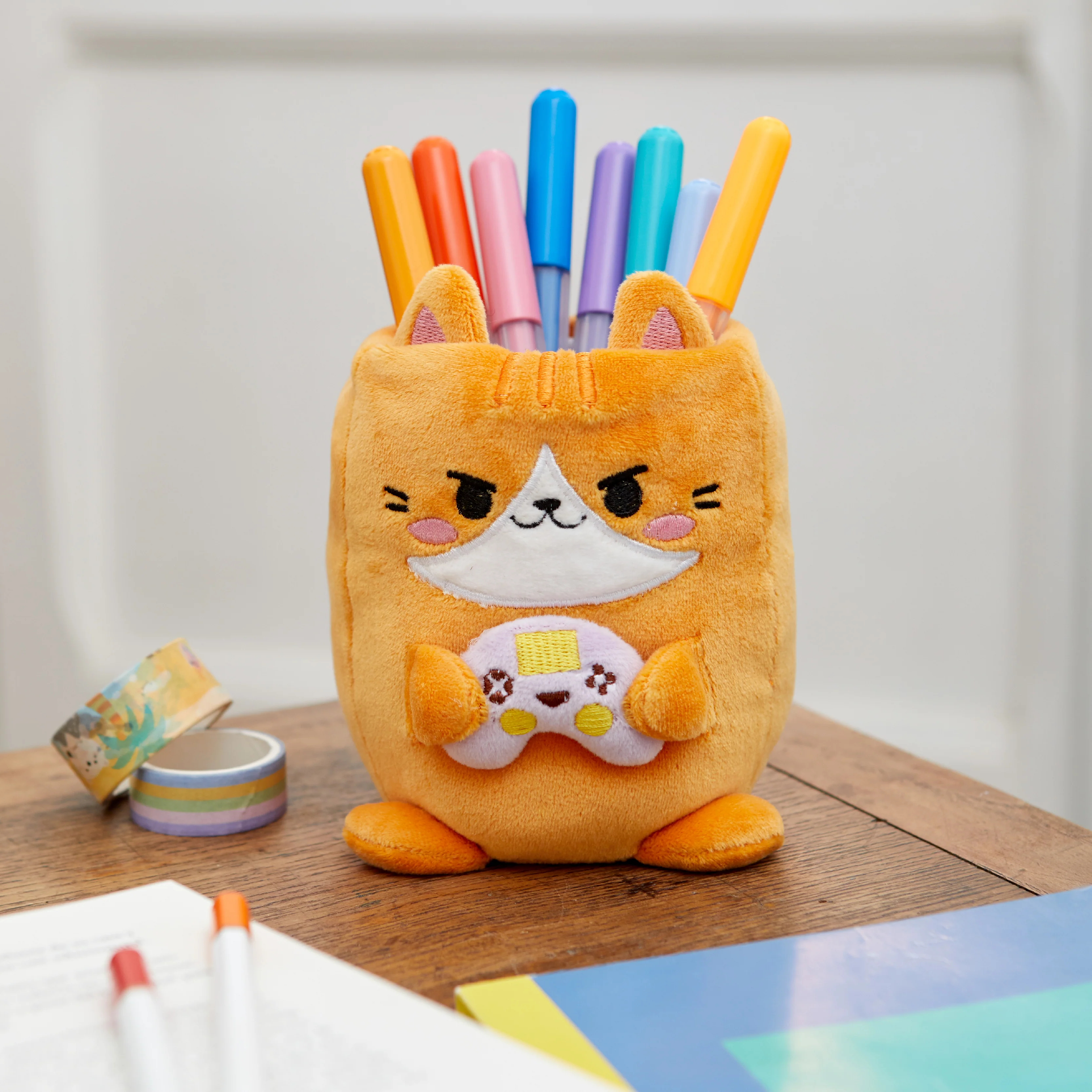 Plush Kawaii Stationery Holder | Gamer Cat - Image 4