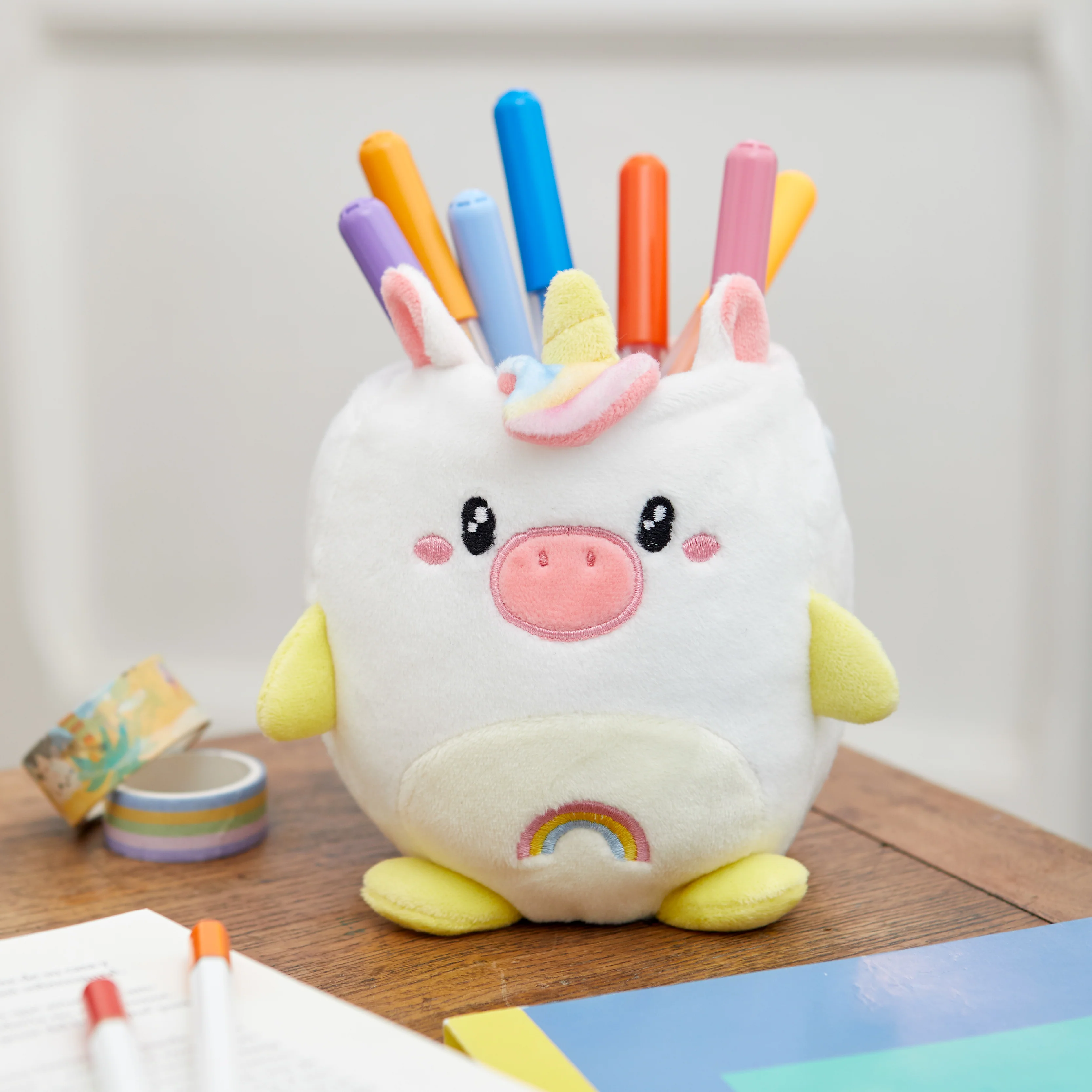 Plush Kawaii Stationery Holder | Rainbow Unicorn - Image 4