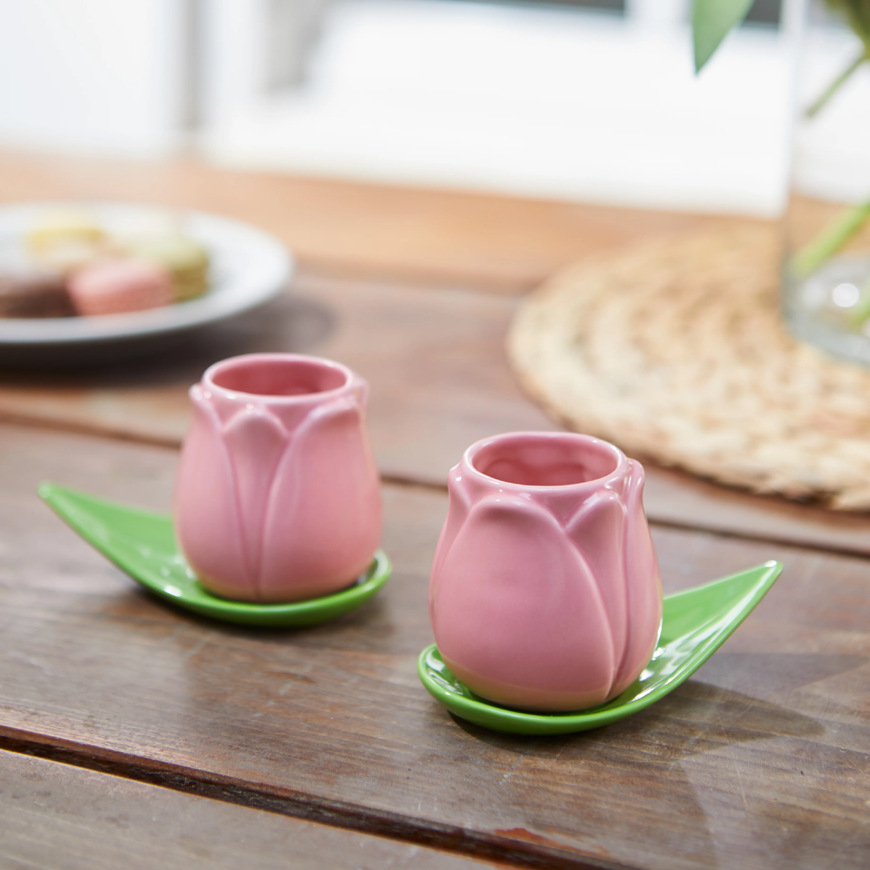 Tulip Espresso Cup & Petal Saucer | Pink | Set of 2 - Image 2