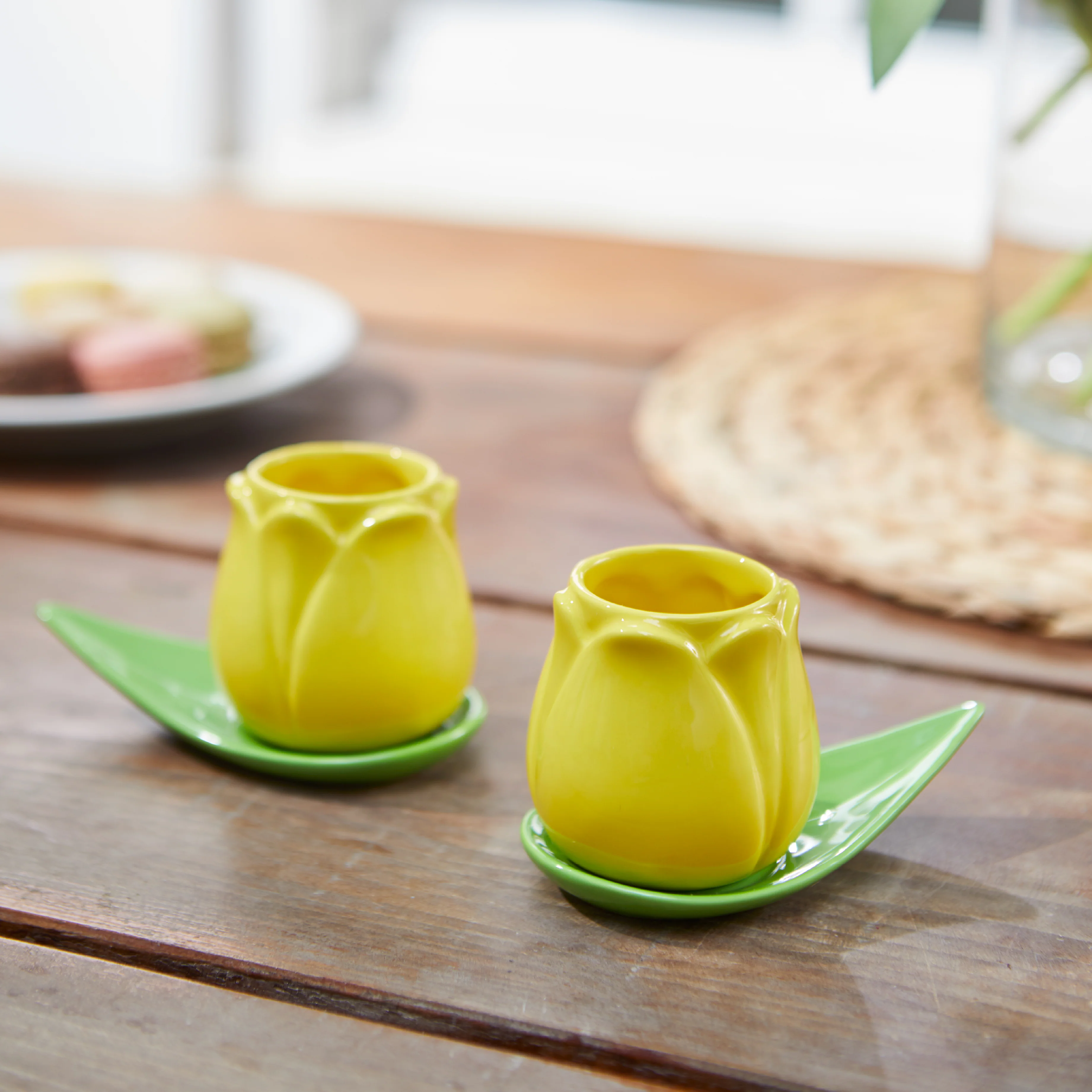 Tulip Espresso Cup & Petal Saucer | Yellow | Set of 2 - Image 2