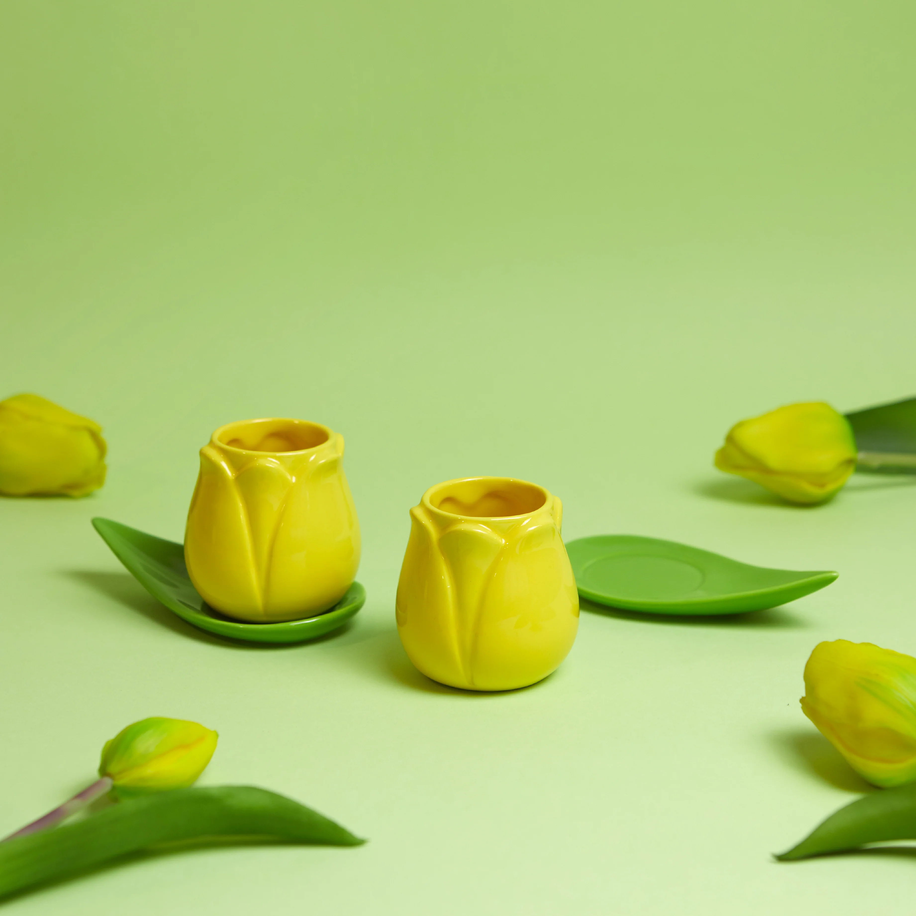 Tulip Espresso Cup & Petal Saucer | Yellow | Set of 2 - Image 4