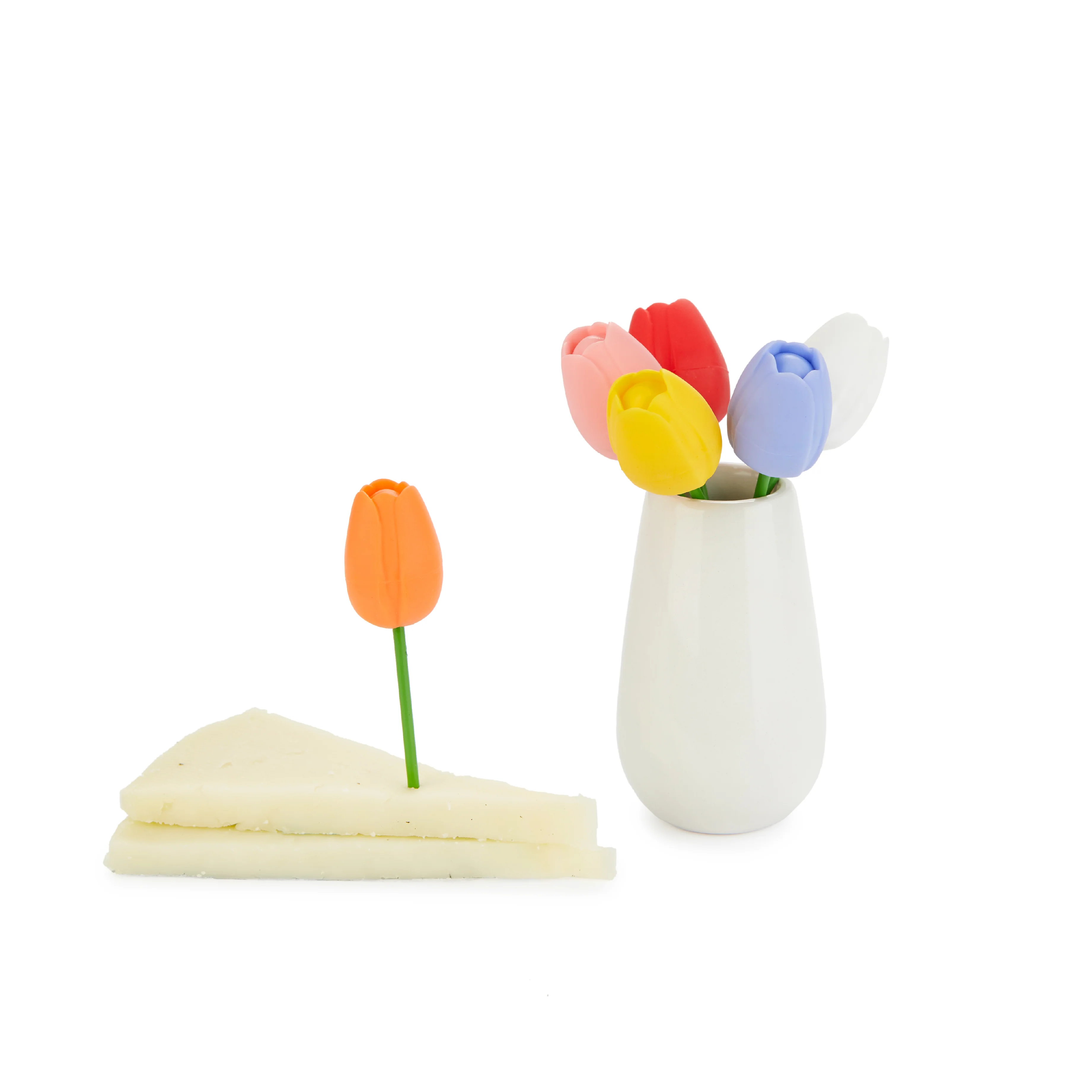 Tulip-Tipped Snack Forks in Vase | Set of 6 - Image 3