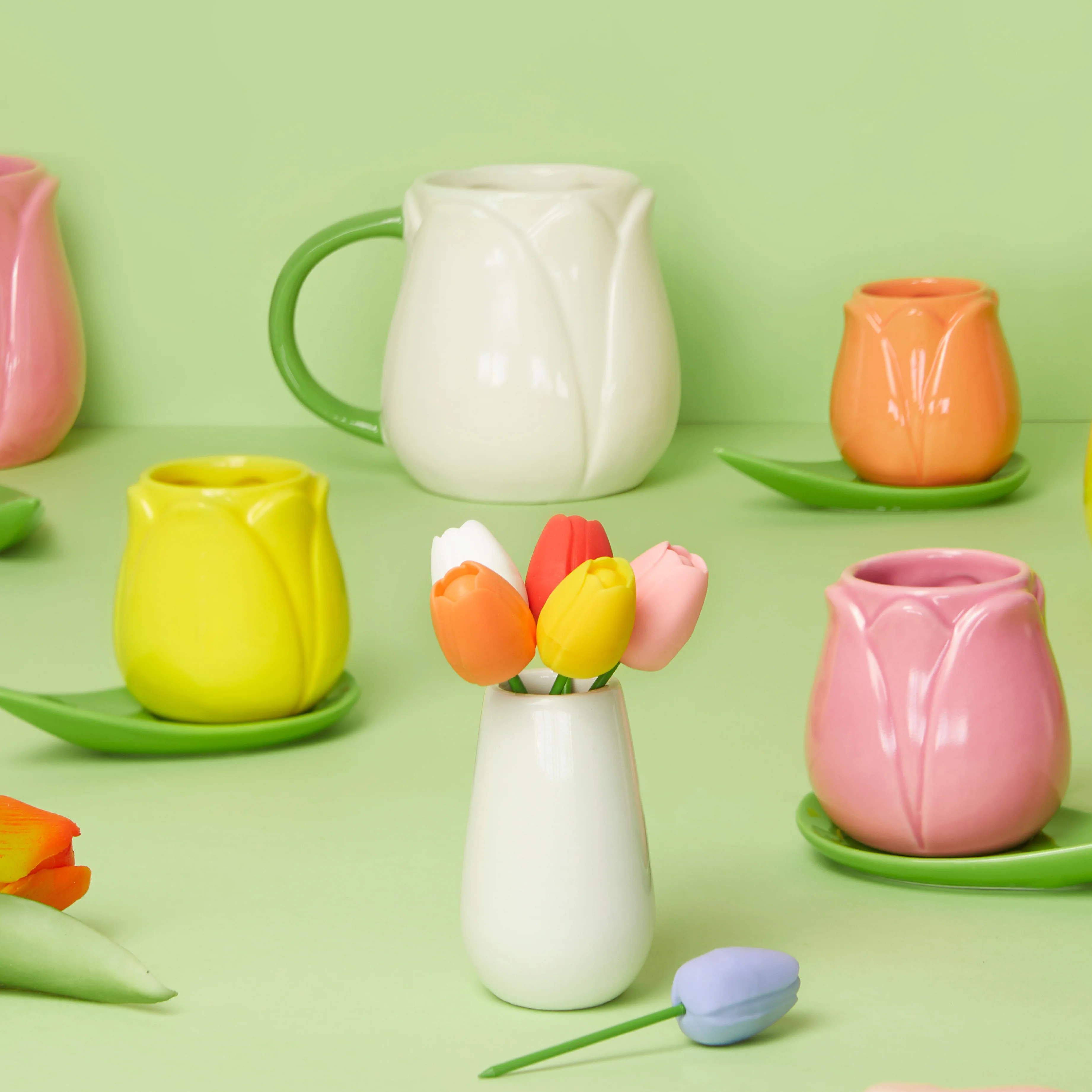 Tulip-Tipped Snack Forks in Vase | Set of 6 - Image 4