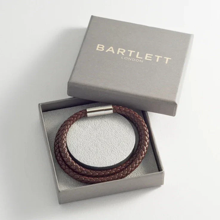 Men's Double Plaited Leather Bracelet | Brown - Image 4