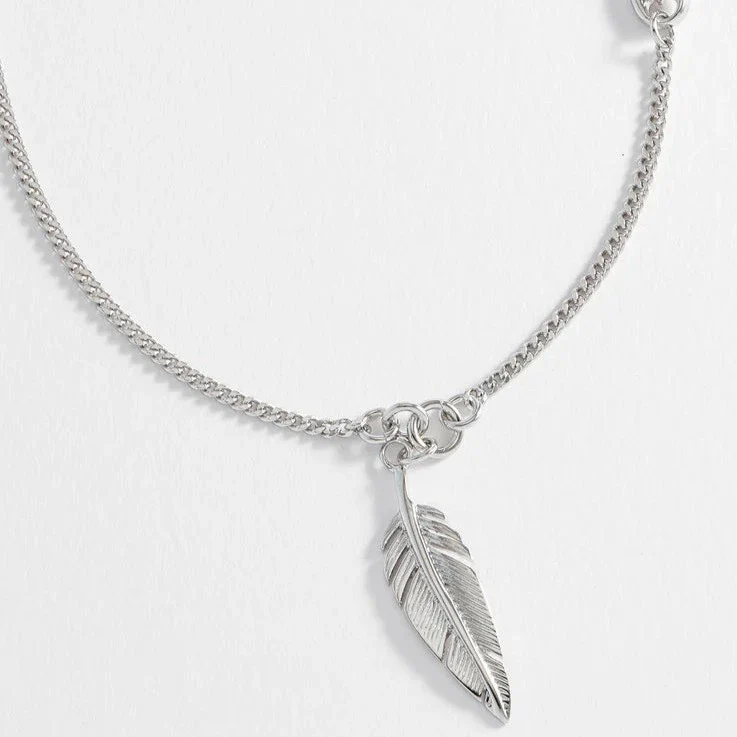Men’s Feather Pendant Necklace | Rhodium Plated Steel - Image 3