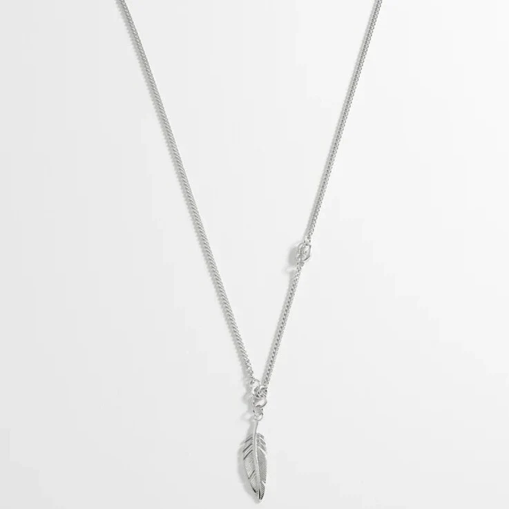 Men’s Feather Pendant Necklace | Rhodium Plated Steel - Image 4