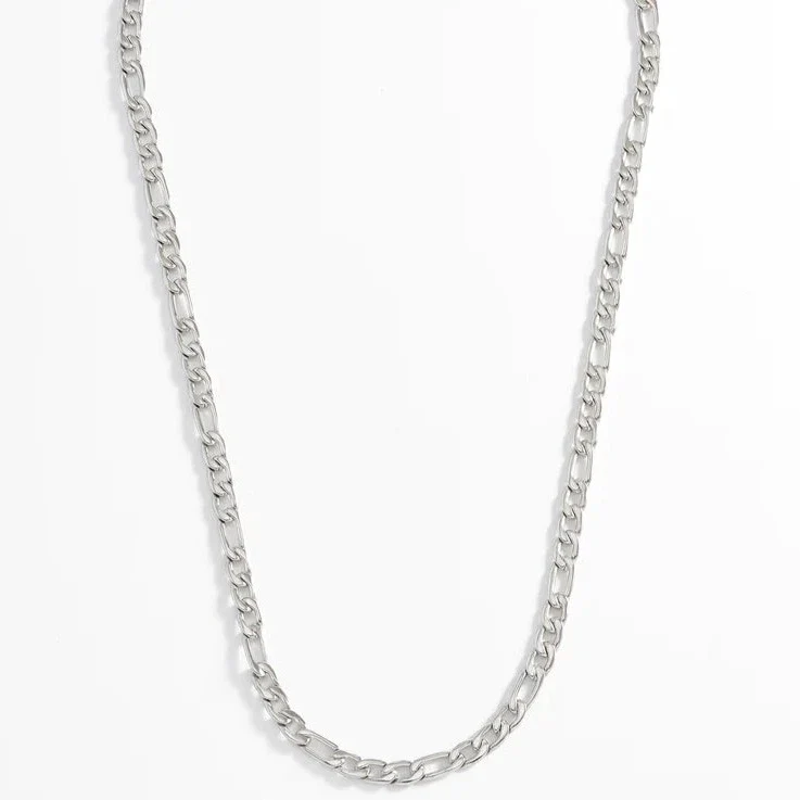 Men's Figaro Chain Necklace | Rhodium Plated Steel - Image 4