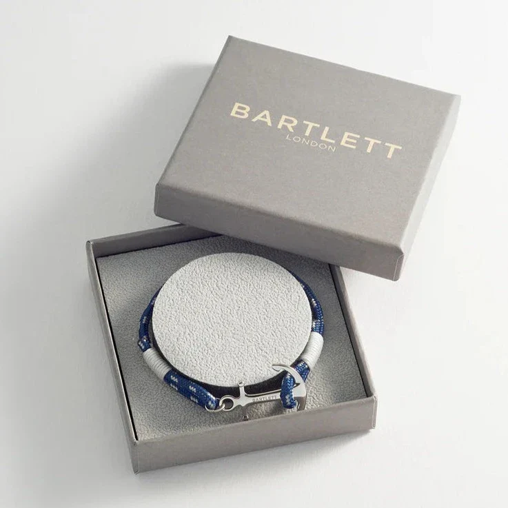 Men's Rope Bracelet with Stainless Steel Anchor | Blue - Image 4