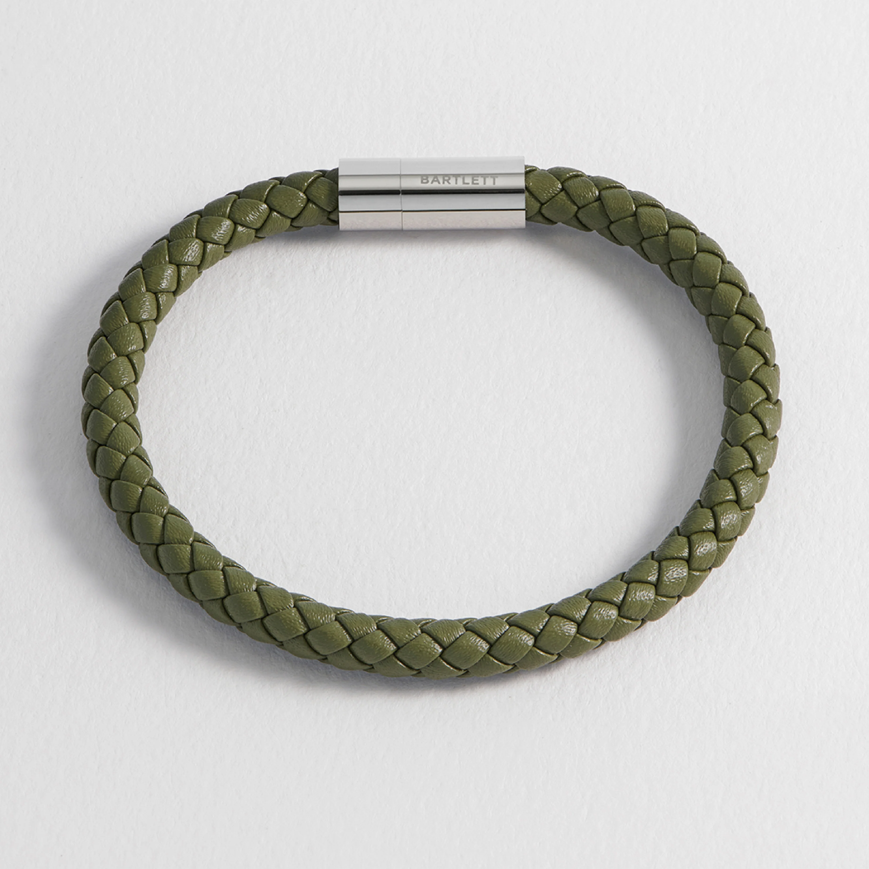 Men's Single Plaited Leather Bracelet | Khaki - Image 5