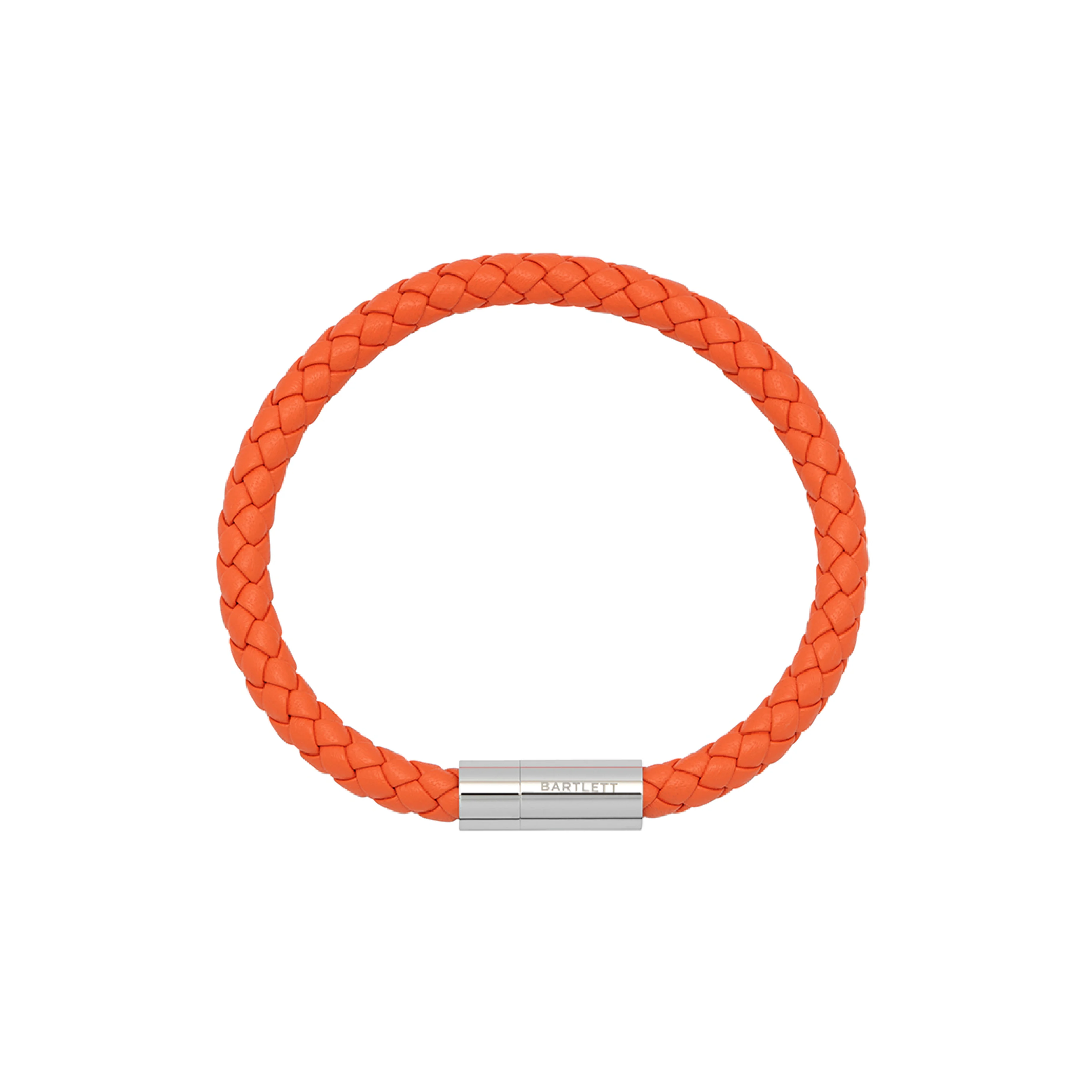 Men's Single Plaited Leather Bracelet | Orange