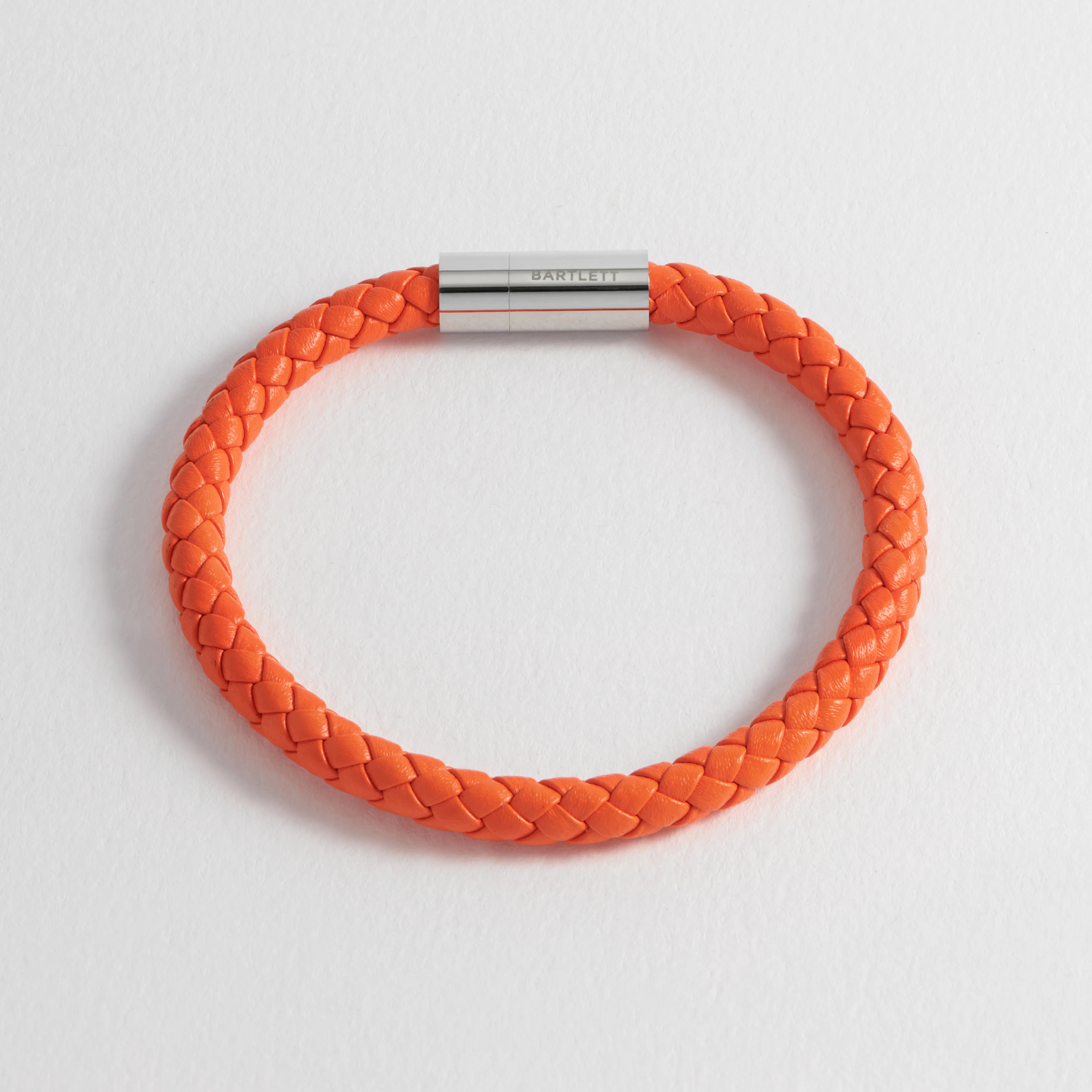 Men's Single Plaited Leather Bracelet | Orange - Image 5