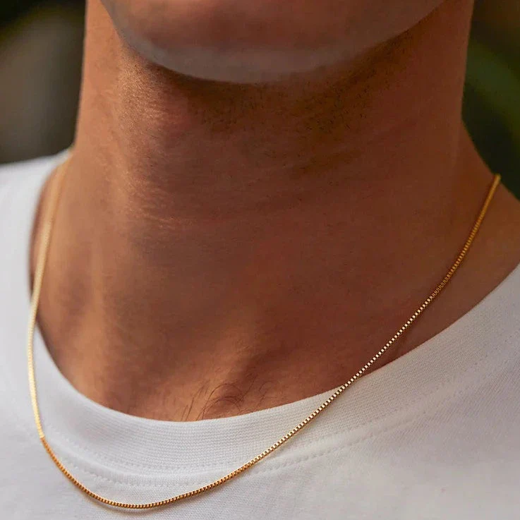 Men's Thin Box Chain Necklace | Gold Plated - Image 5