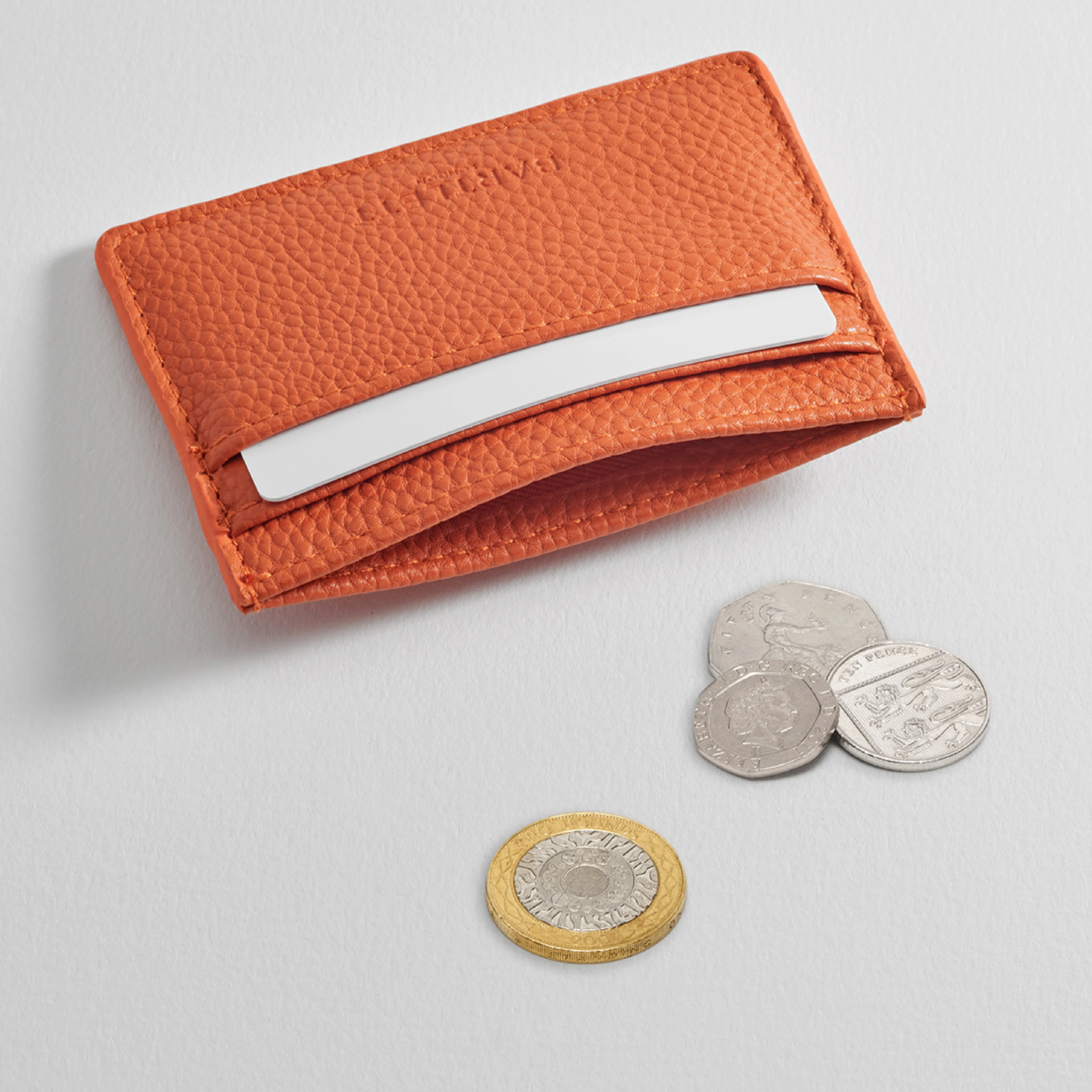 Men's Vegan Leather Card Holder | Orange - Image 2