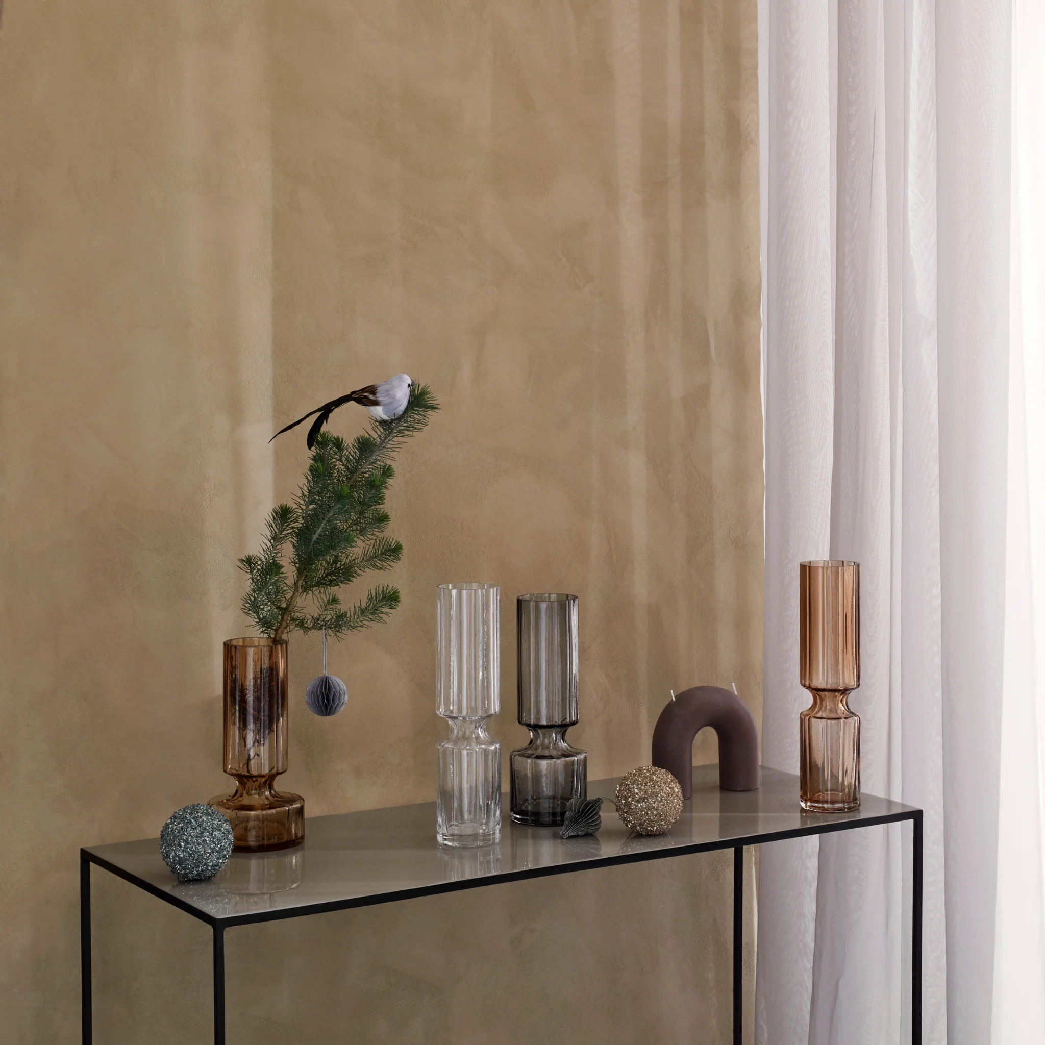 Medium Mouthblown Glass Vase | Hyacint | Smoked Pearl - Image 3