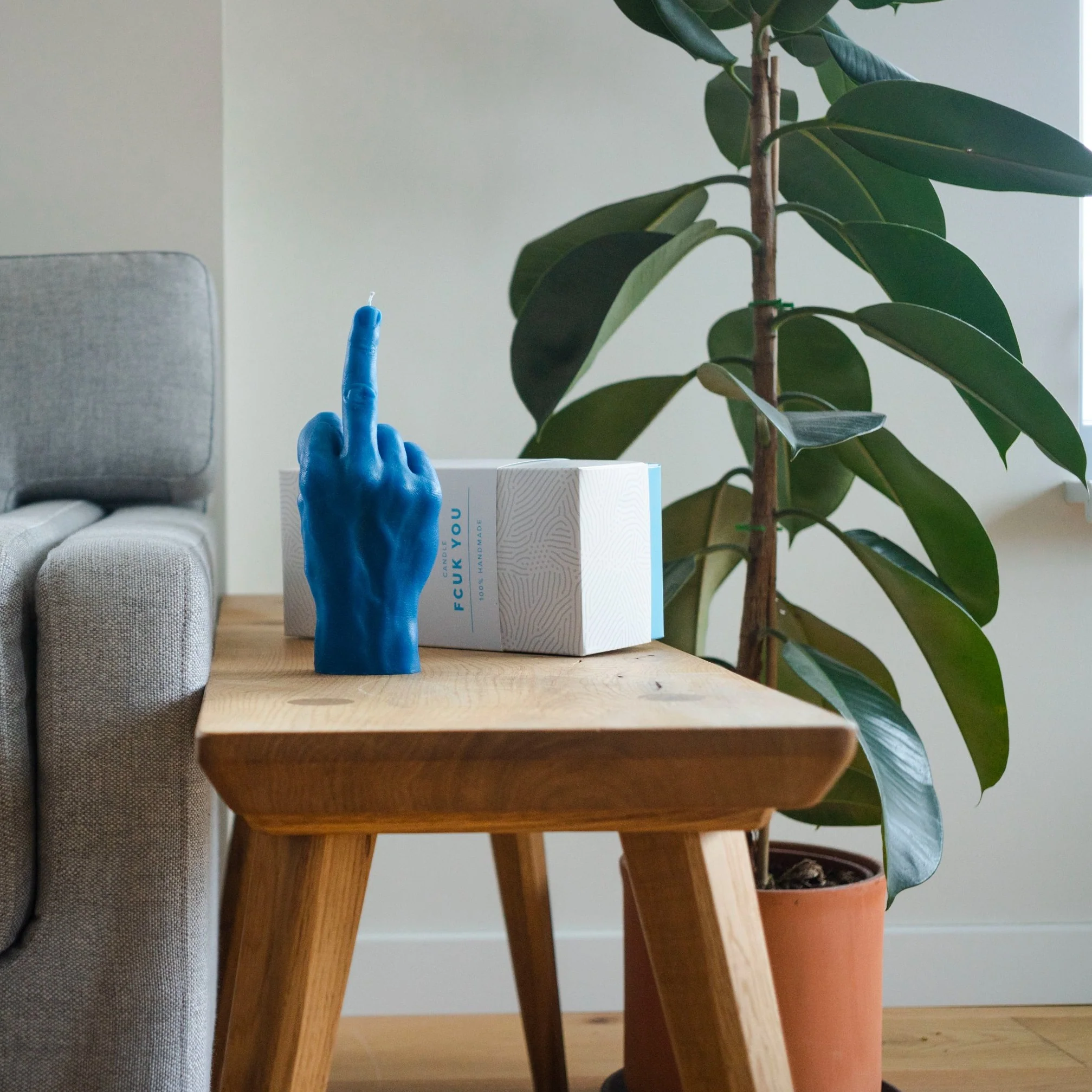 F*ck Hand Gesture Candle | Blue - Image 4
