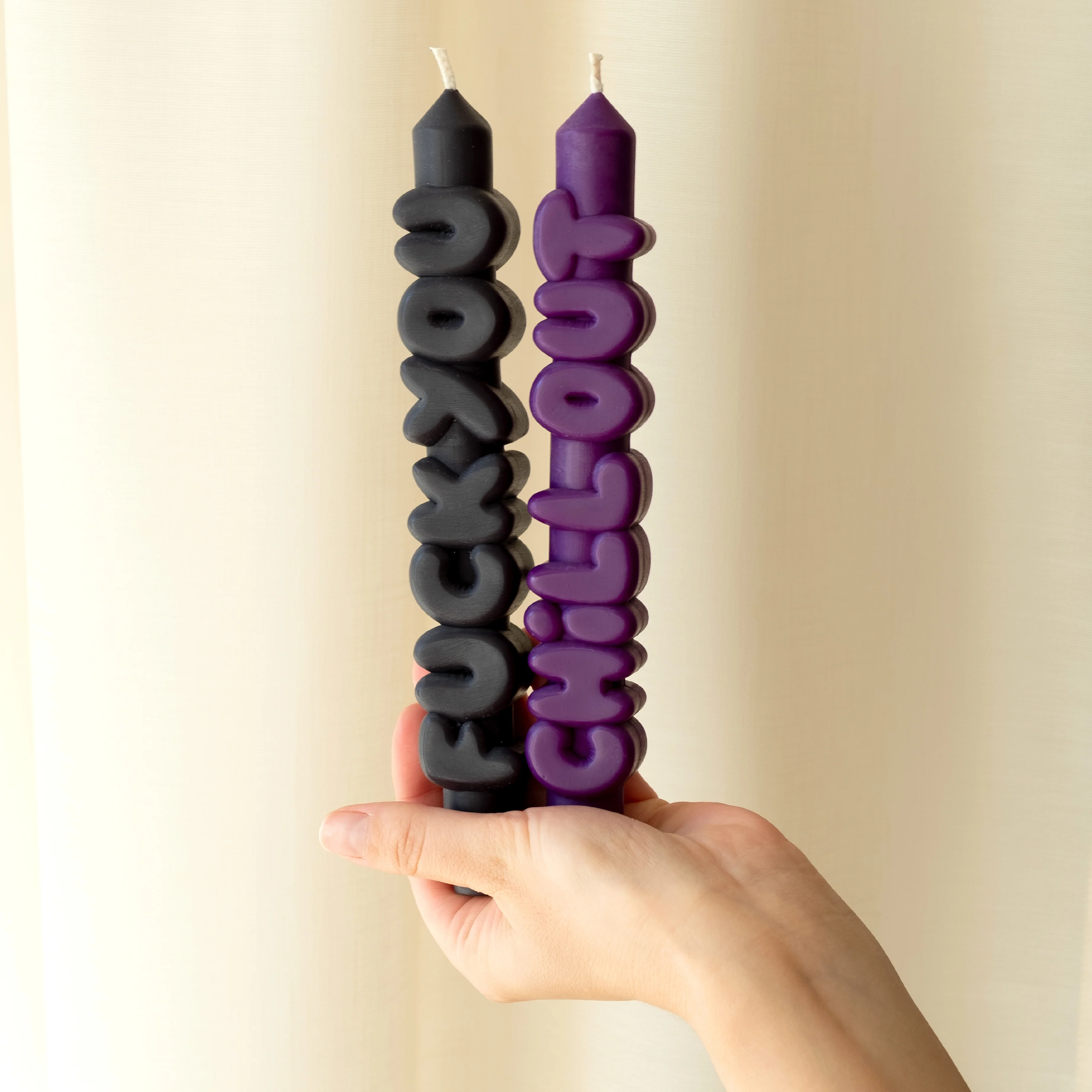 Anger Management Taper Candles | Black/Indigo | Set of 2 - Image 2