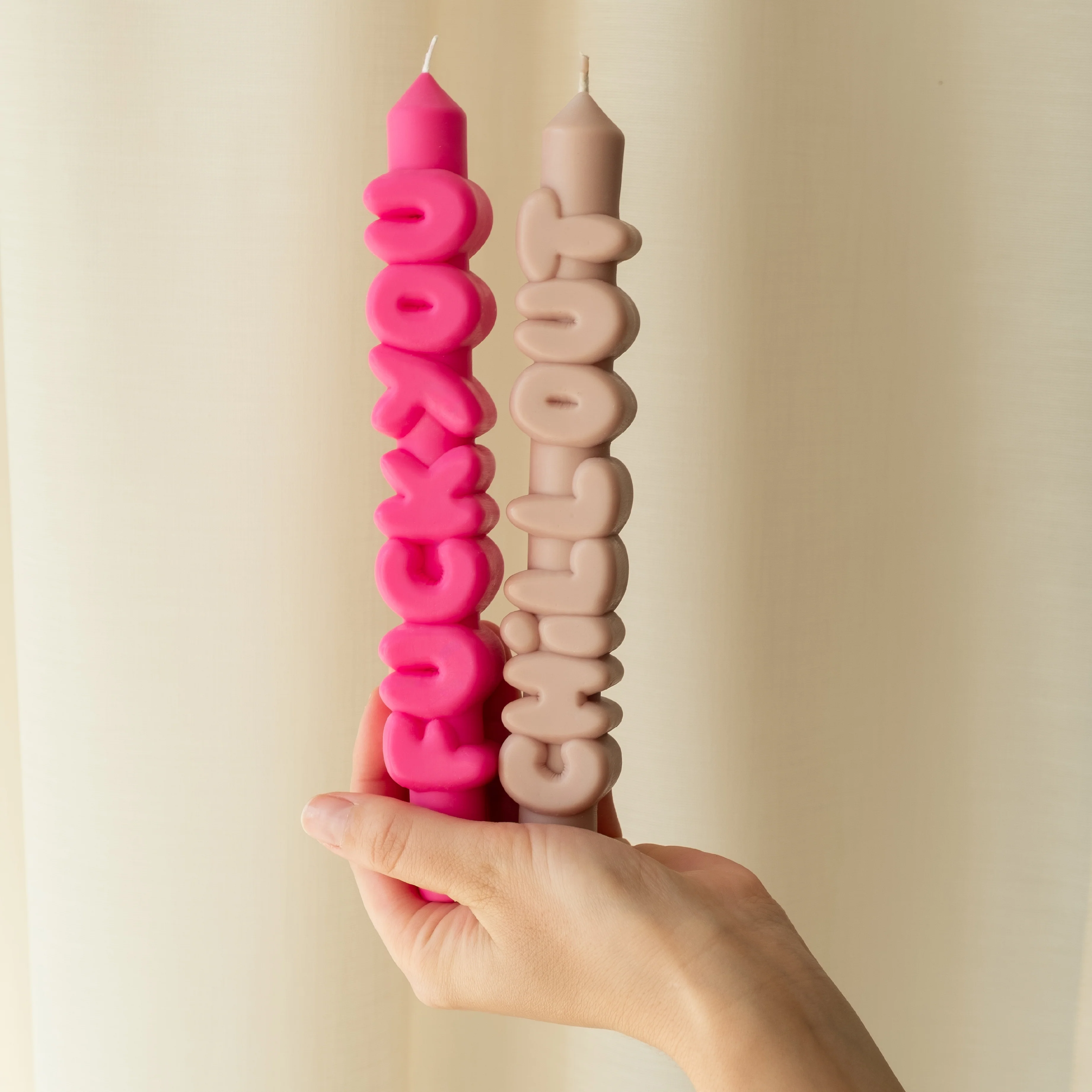Anger Management Taper Candles | Pink/Cream | Set of 2 - Image 2