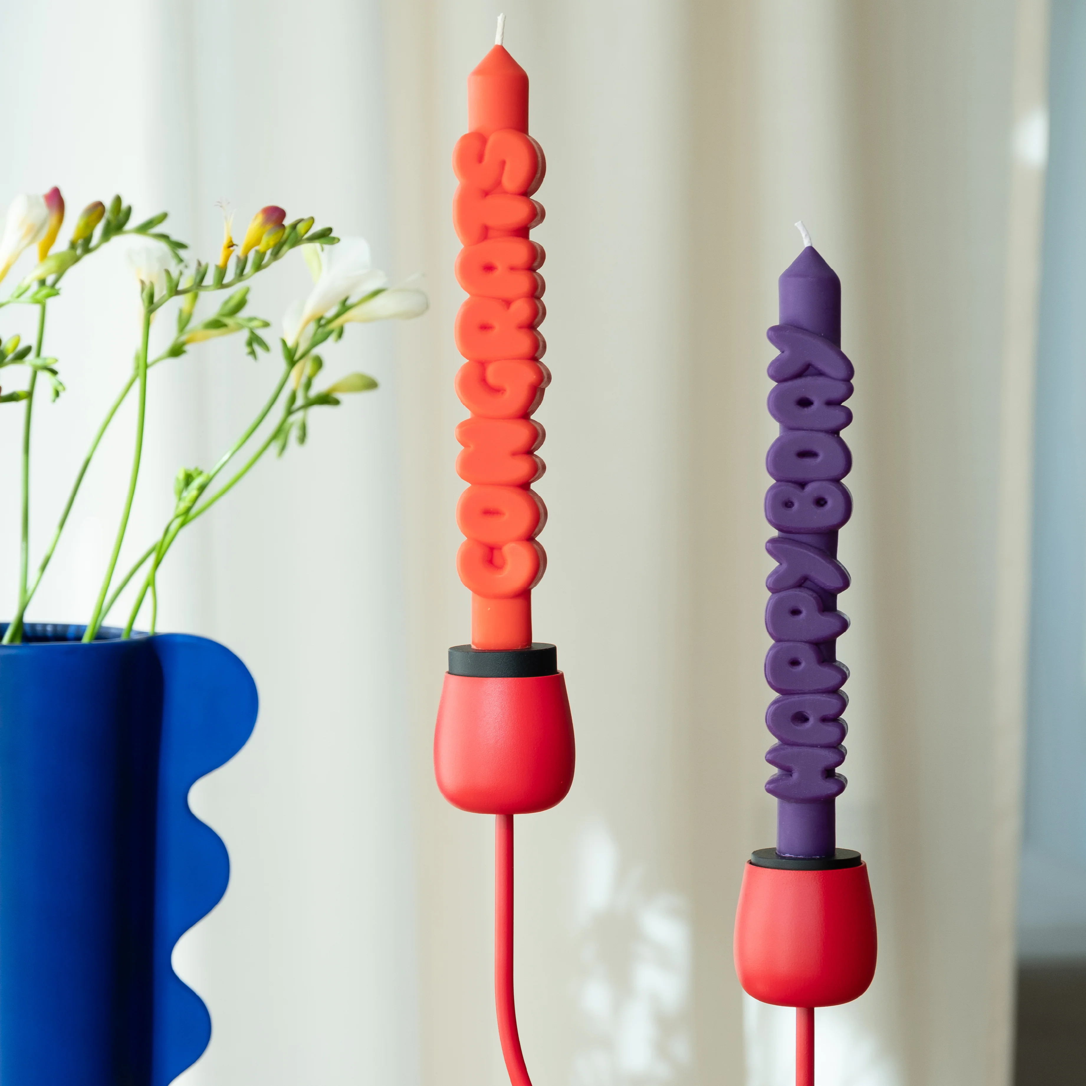 Birthday Taper Candles | Indigo/Orange | Set of 2 - Image 4
